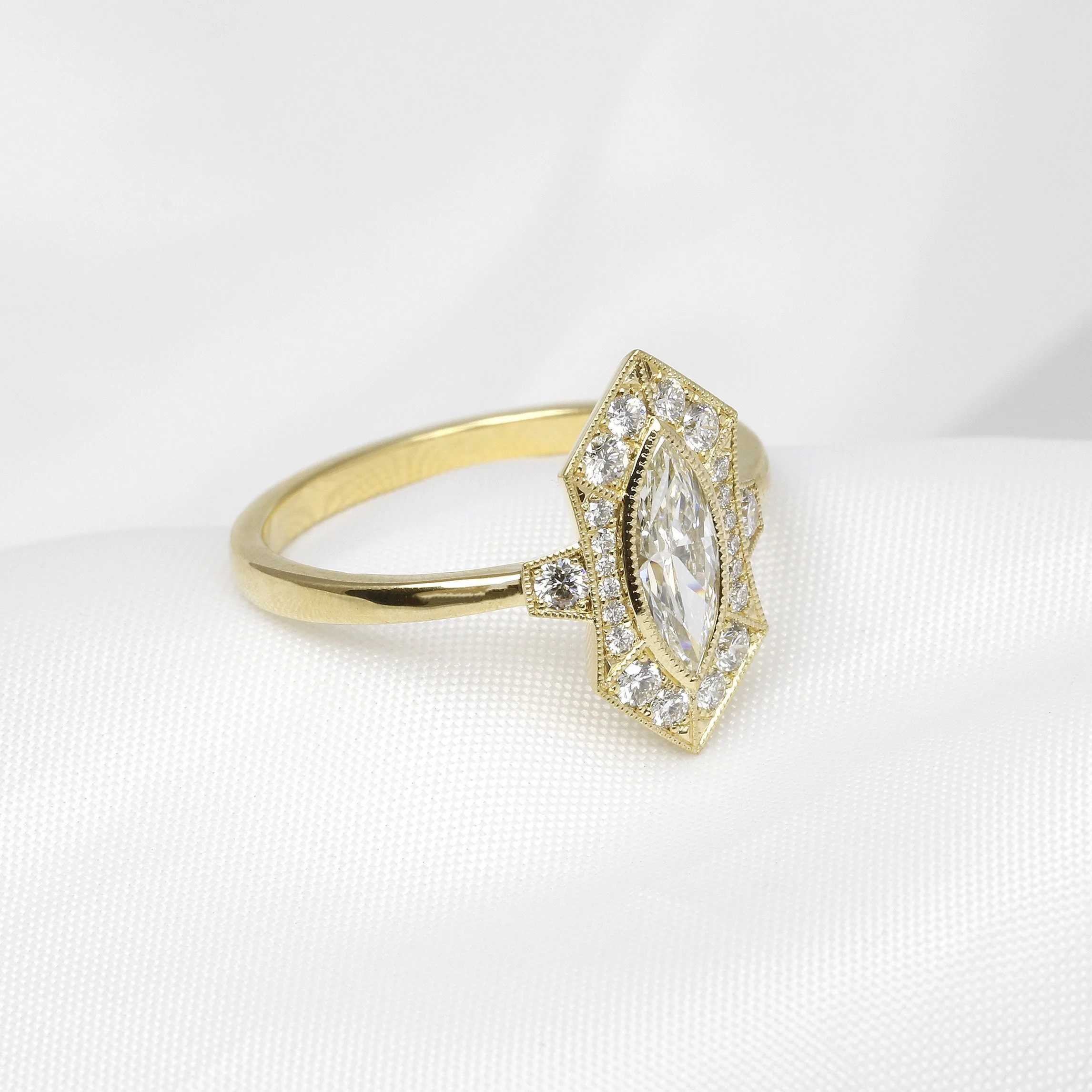 Marquise Diamond Cluster Ring in 18ct Yellow Gold