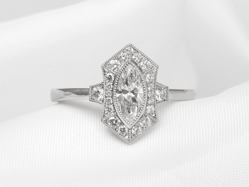 Marquise Diamond Cluster Ring in Platinum