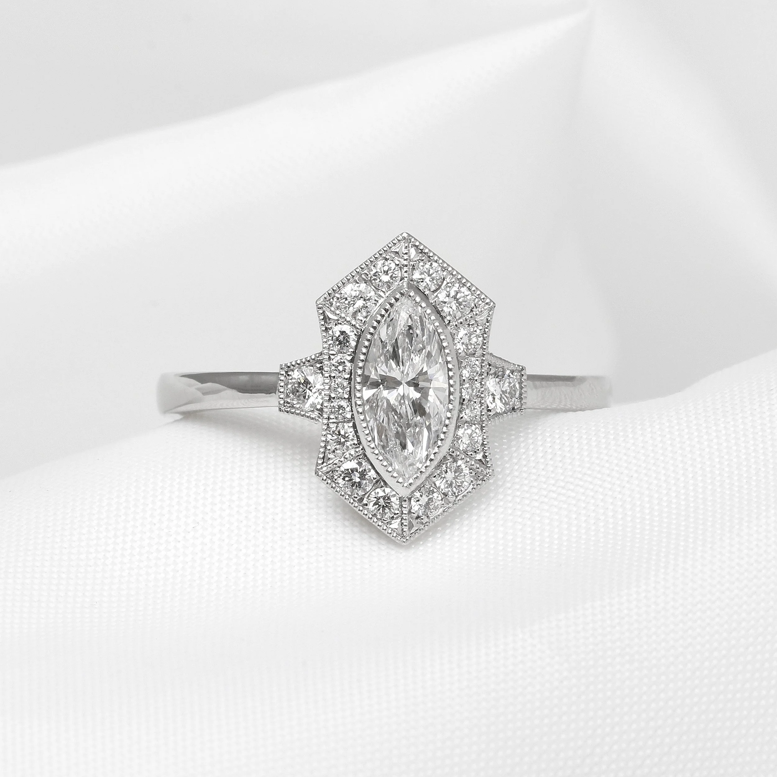 Marquise Diamond Cluster Ring in Platinum