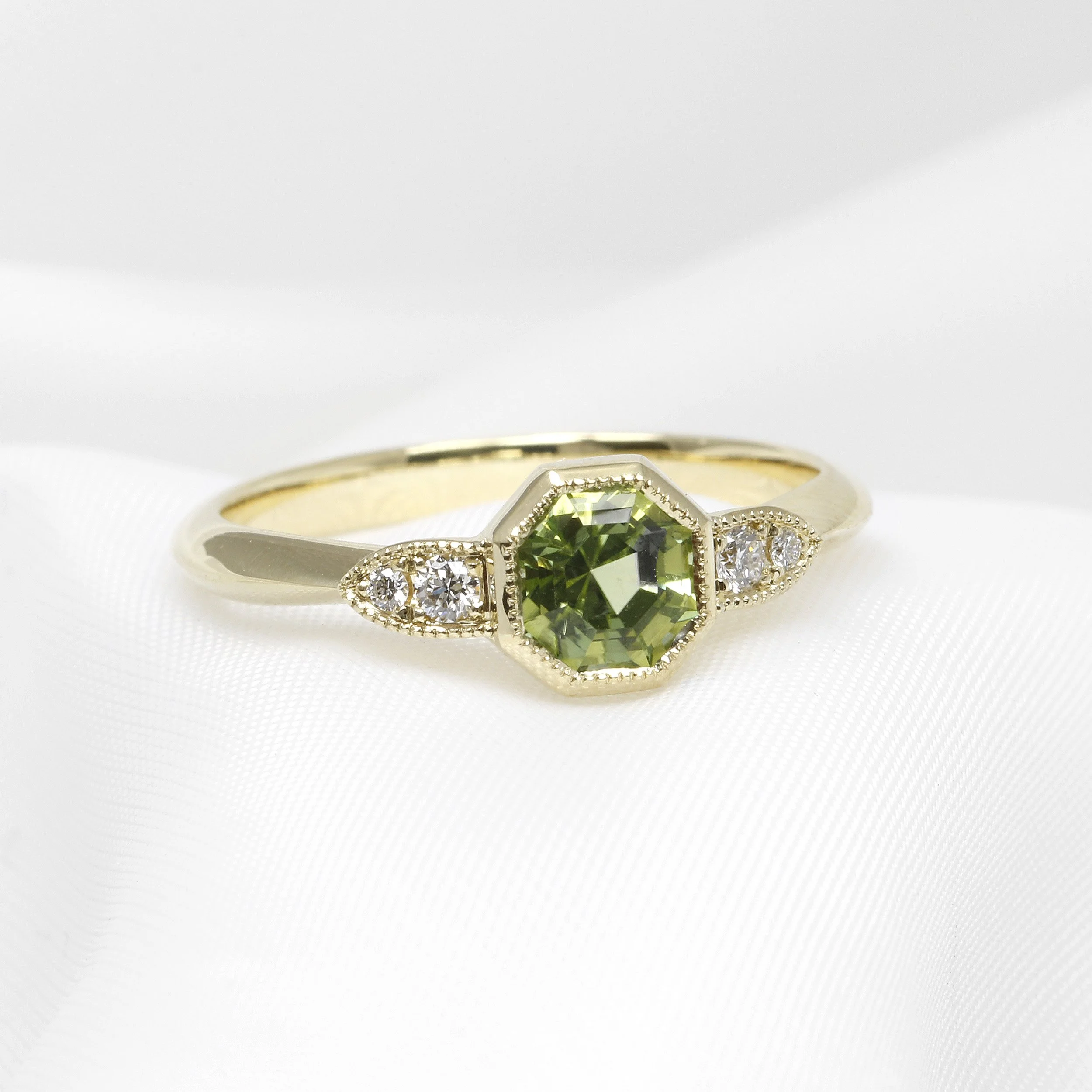 Tourmaline and Diamond Ring in 9ct Yellow Gold