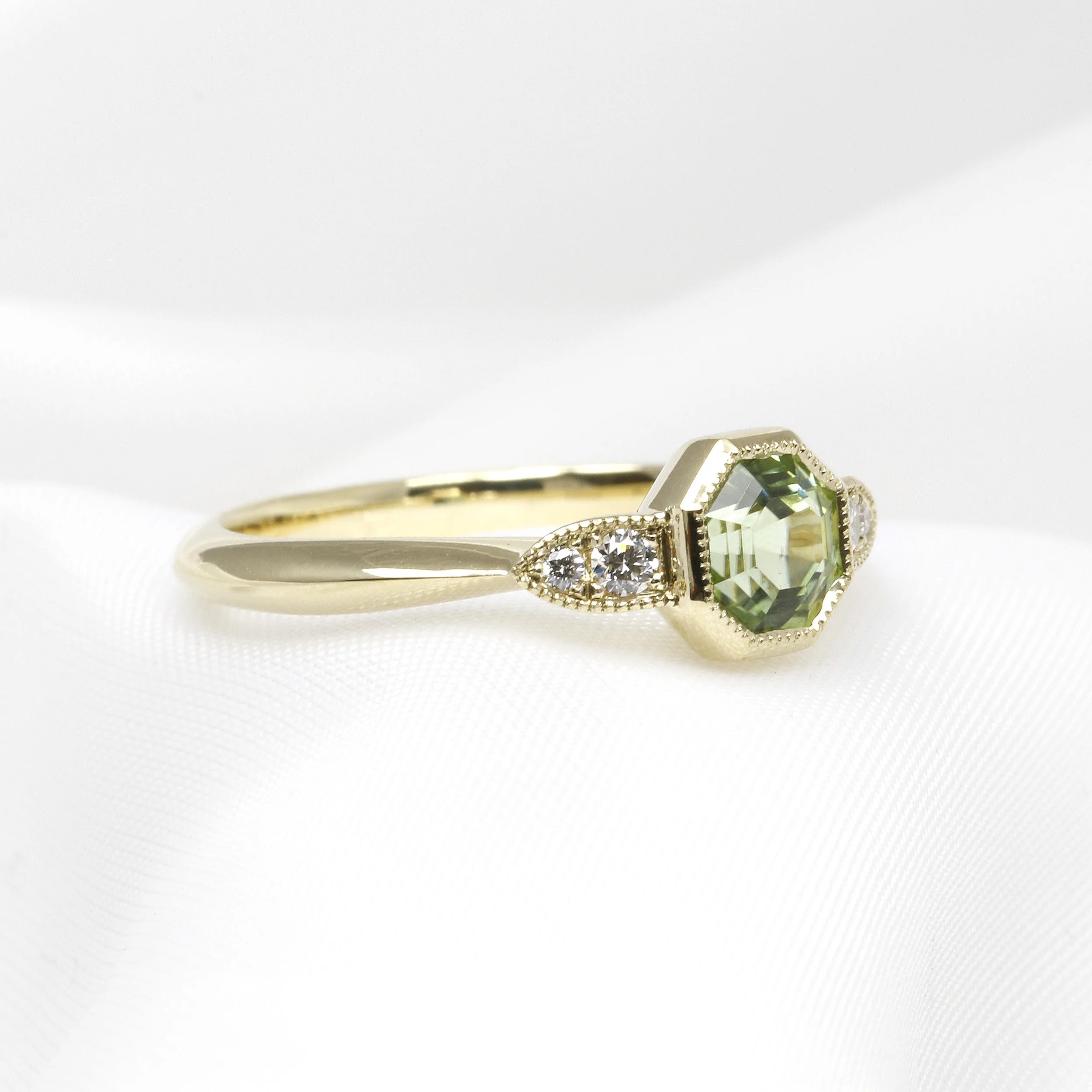 Tourmaline and Diamond Ring in 9ct Yellow Gold