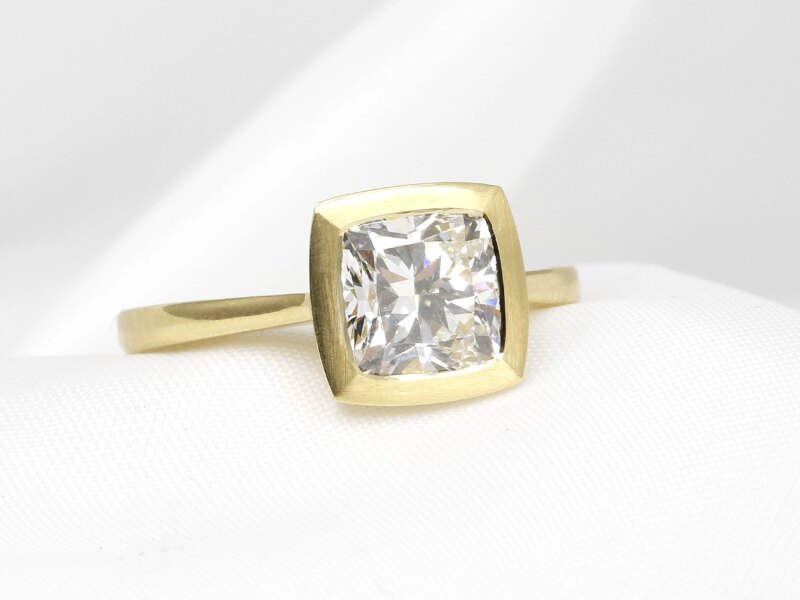 Lab Created Diamond Solitaire Ring with Feature Edge