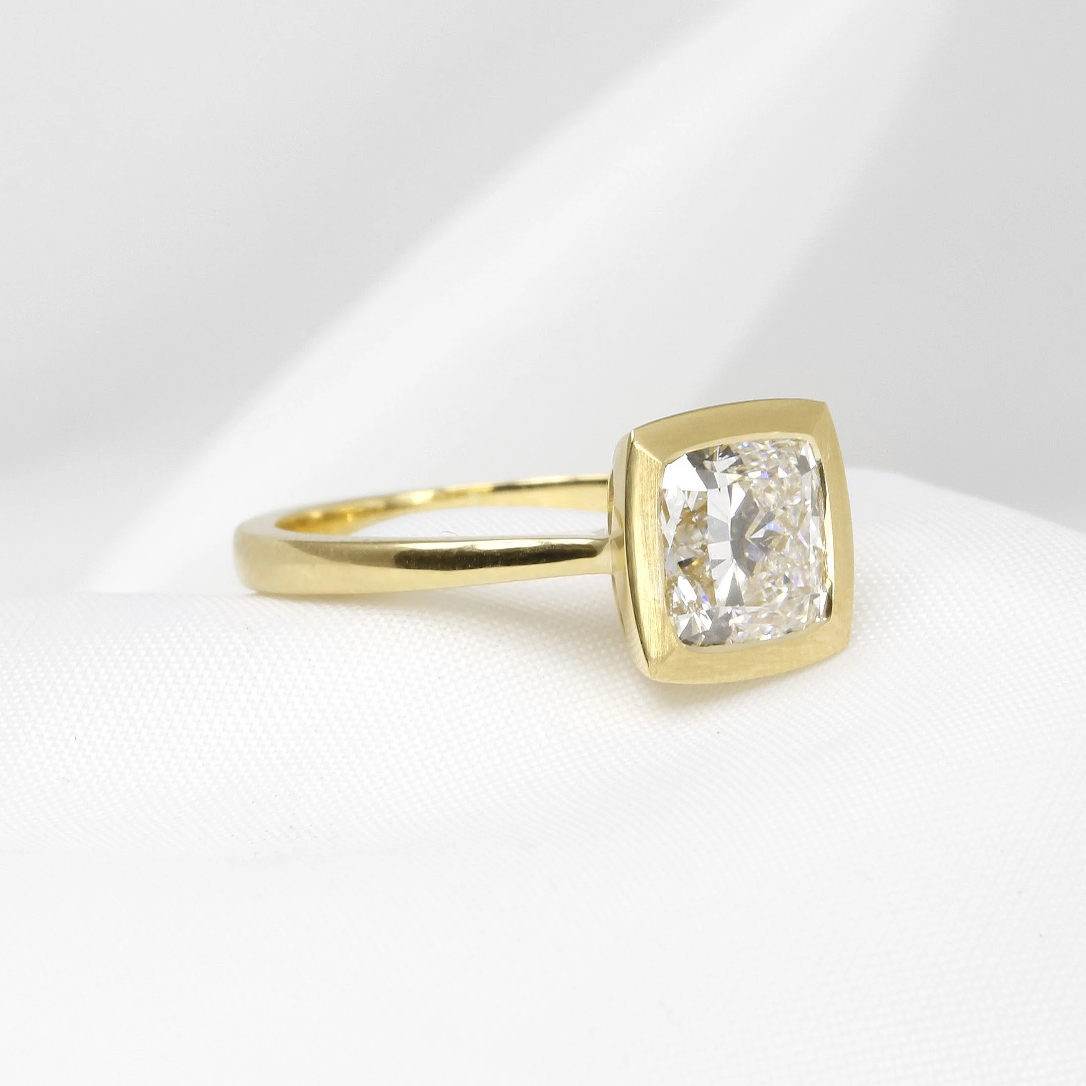 Lab Created Diamond Solitaire Ring with Feature Edge