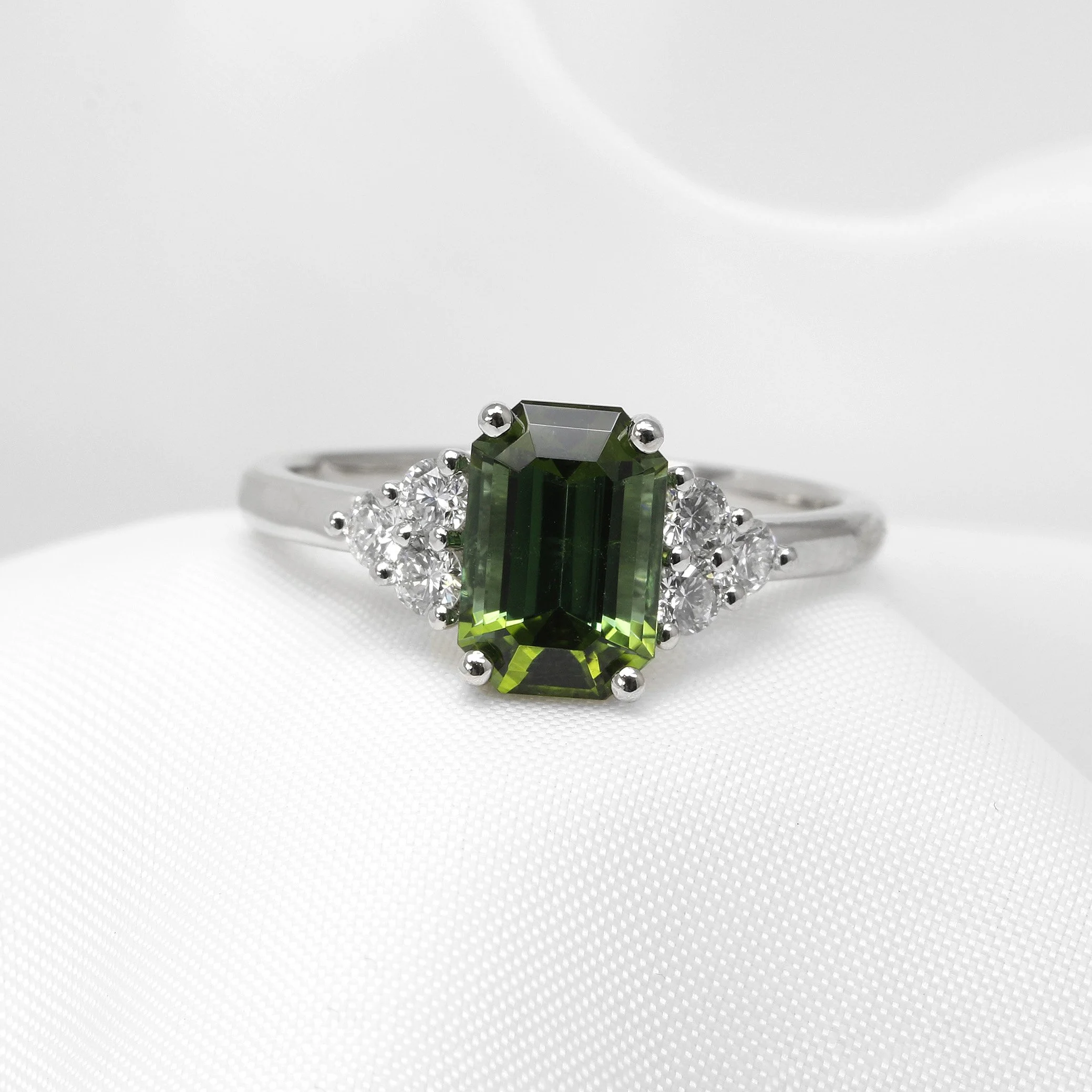 Tourmaline and Diamond Ring in Platinum