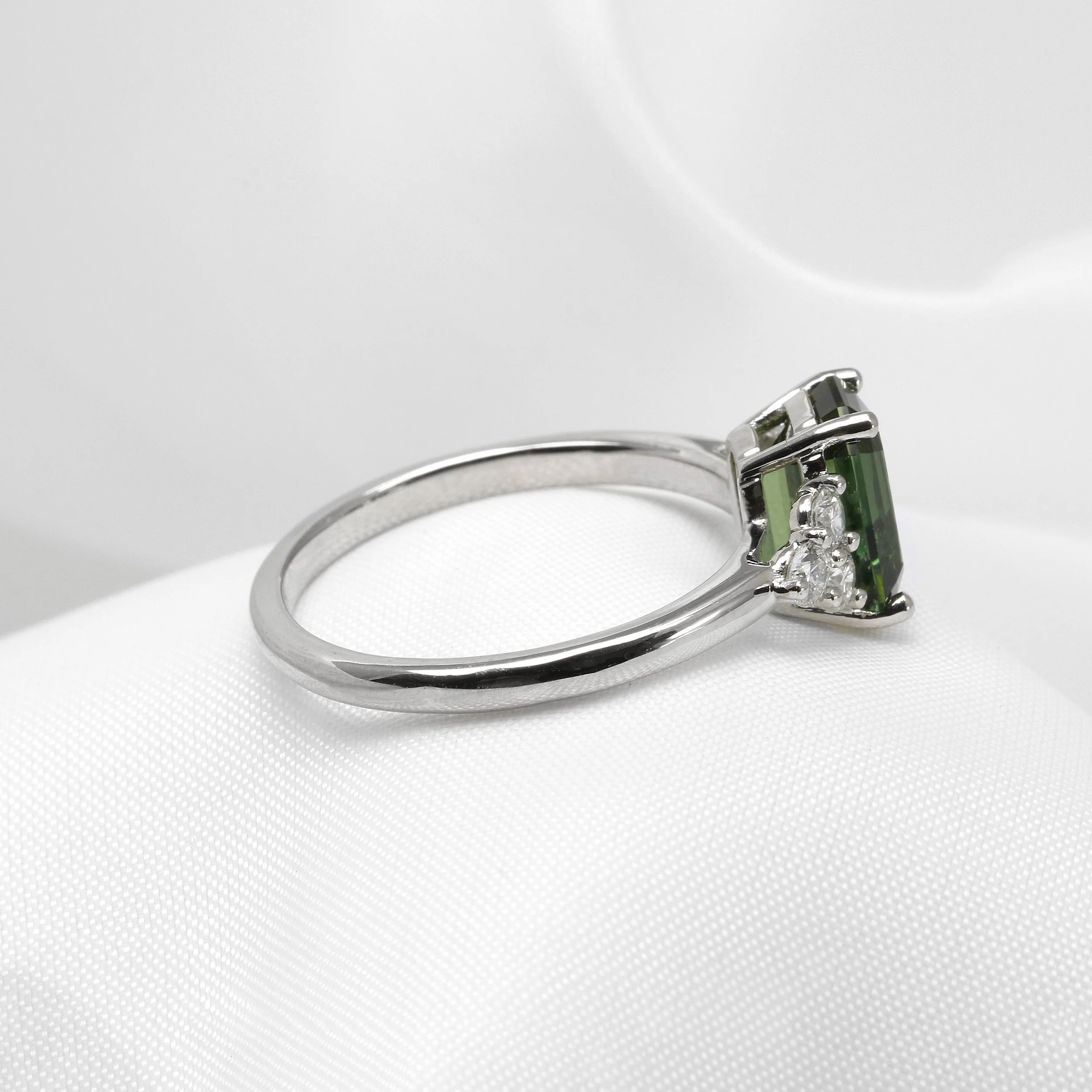 Tourmaline and Diamond Ring in Platinum
