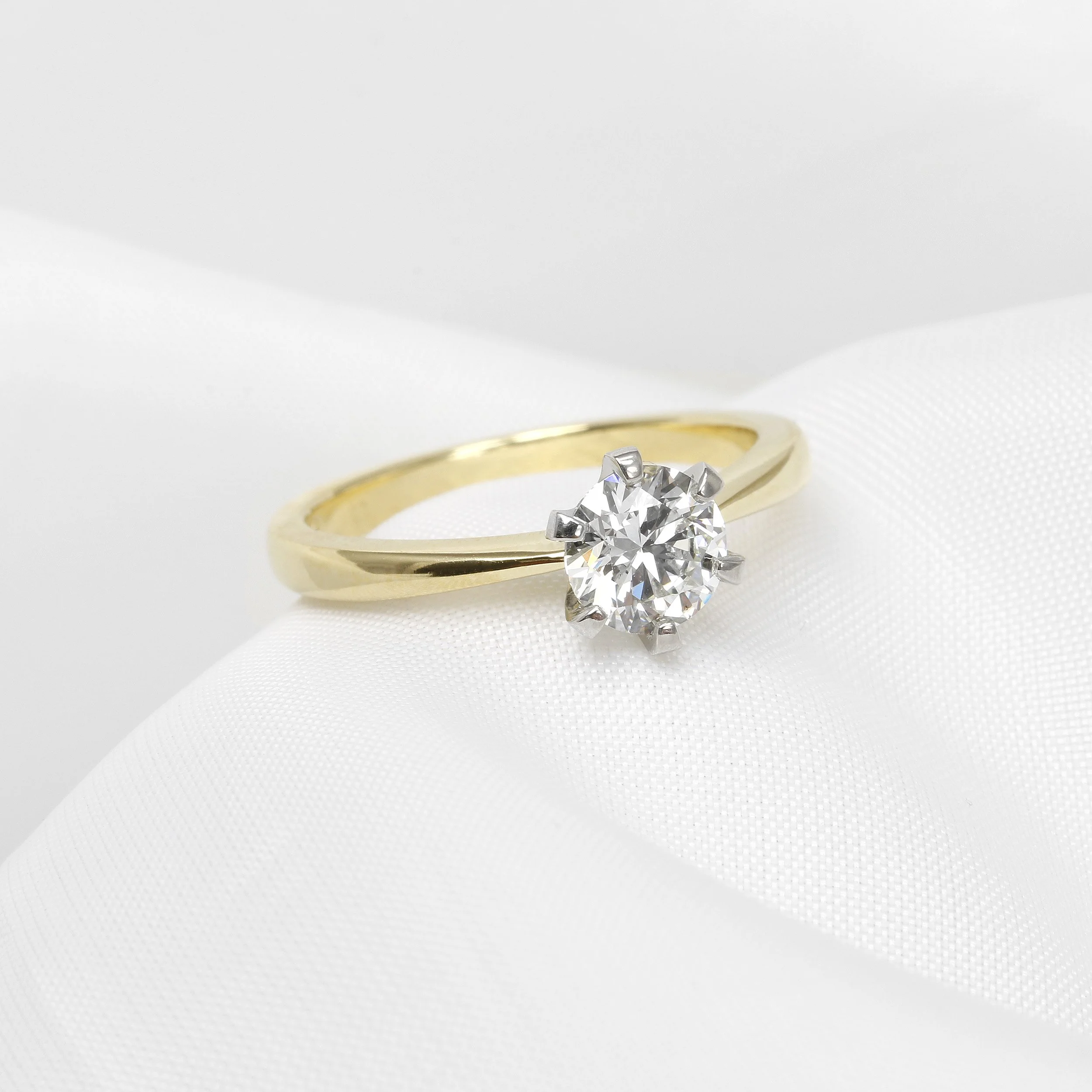Diamond Solitaire Ring in 18ct Yellow Gold and Platinum