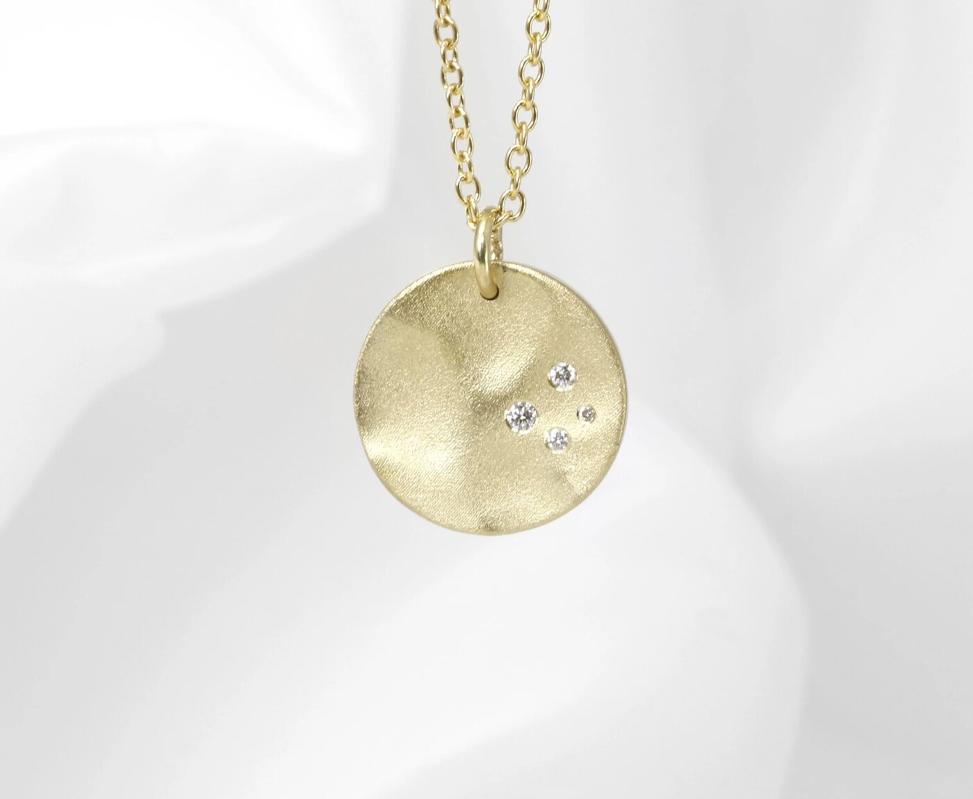 Medium Molten Disc Pendant with Diamonds