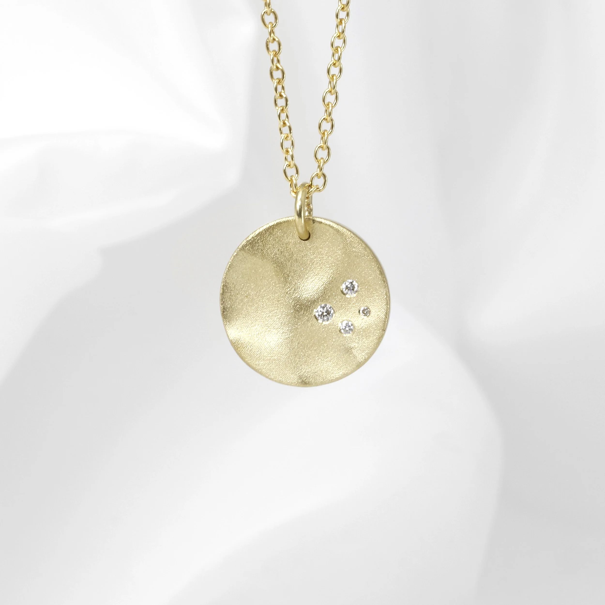 Medium Molten Disc Pendant with Diamonds