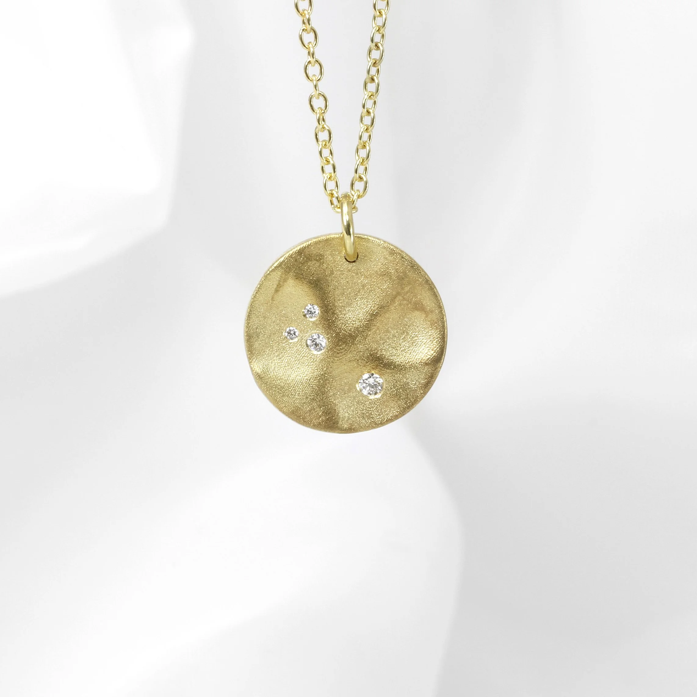 Medium Molten Disk Pendant with Diamonds