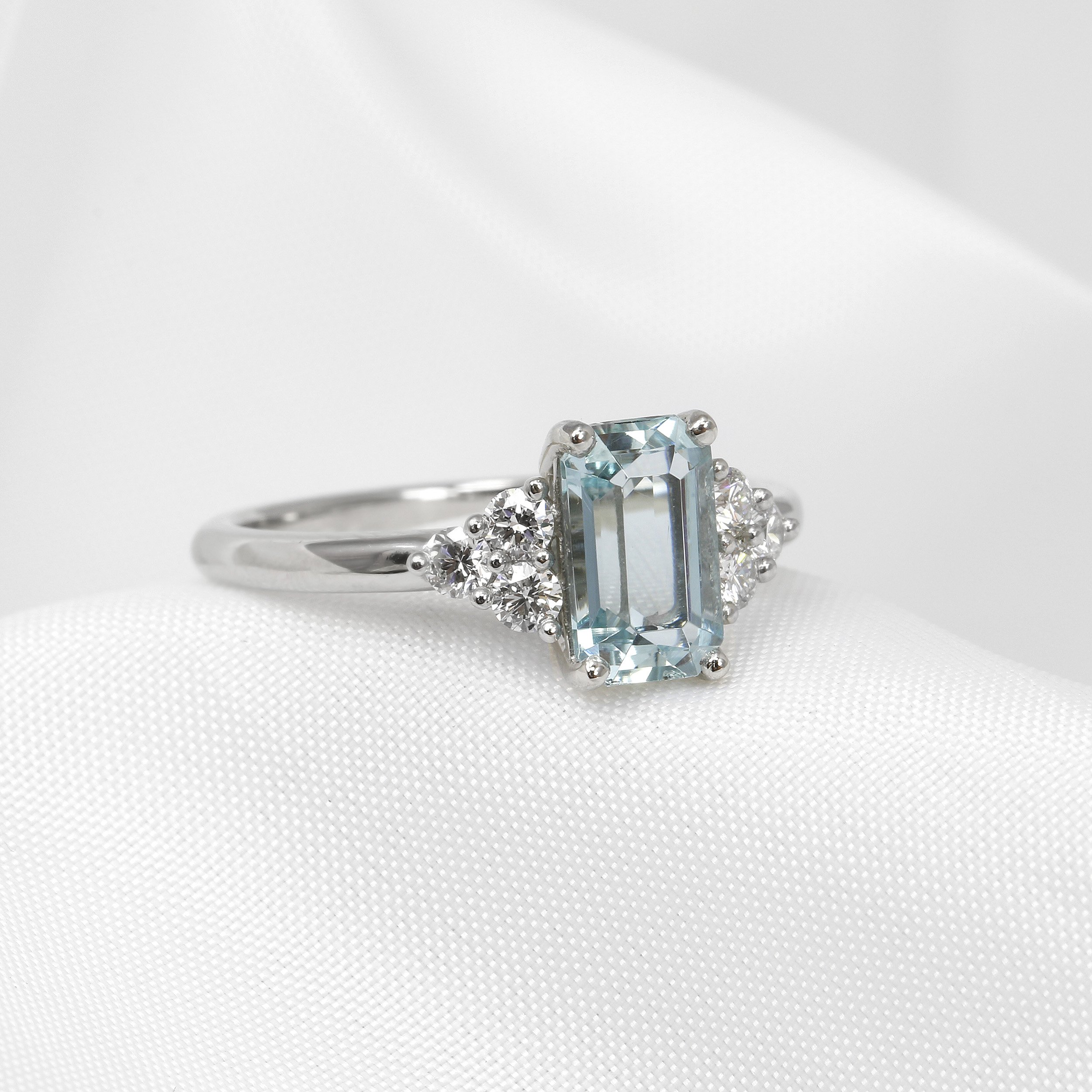 Aquamarine and Diamond Ring in Platinum