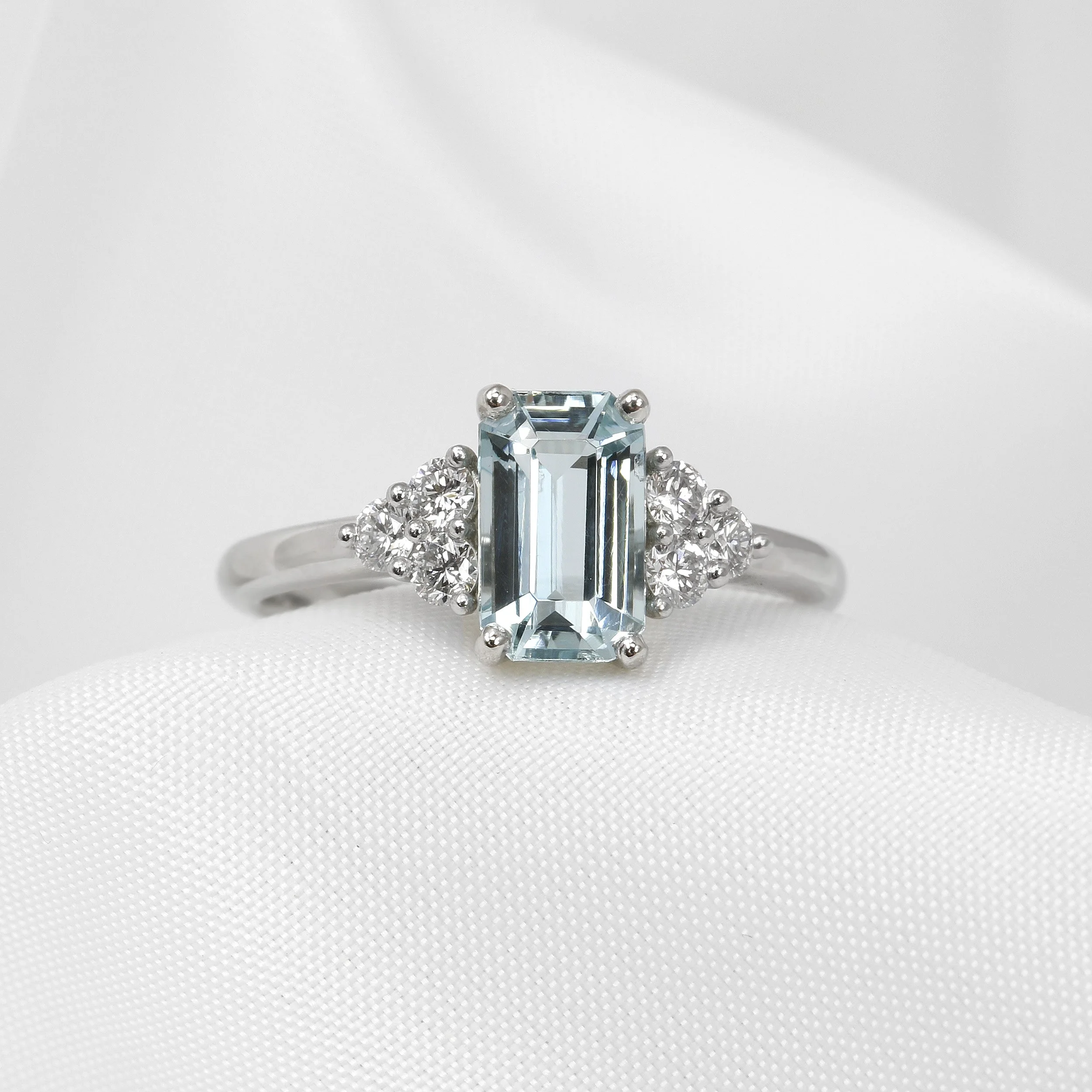 Aquamarine and Diamond Ring in Platinum