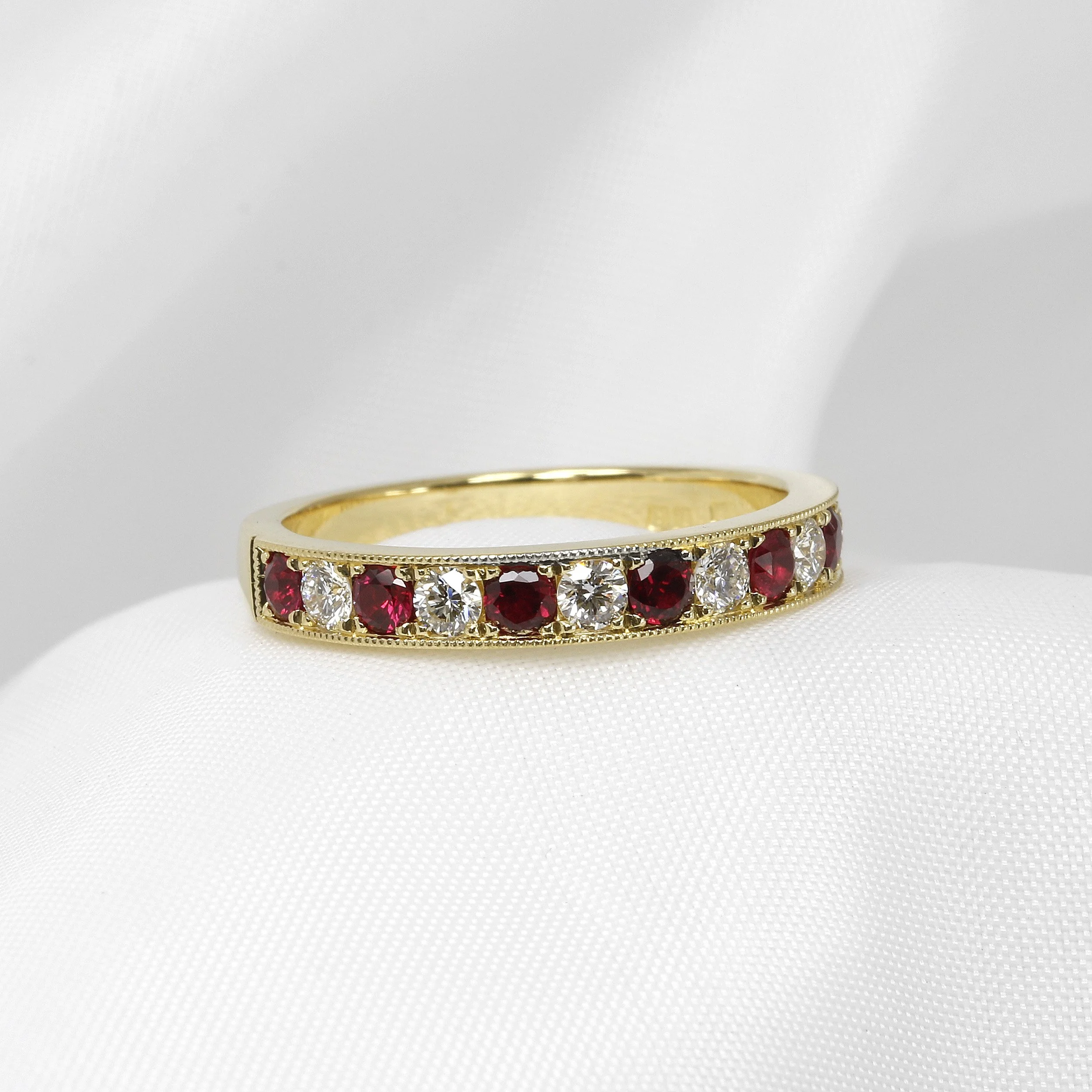 Ruby and Diamond Eternity Ring in 18ct Yellow Gold