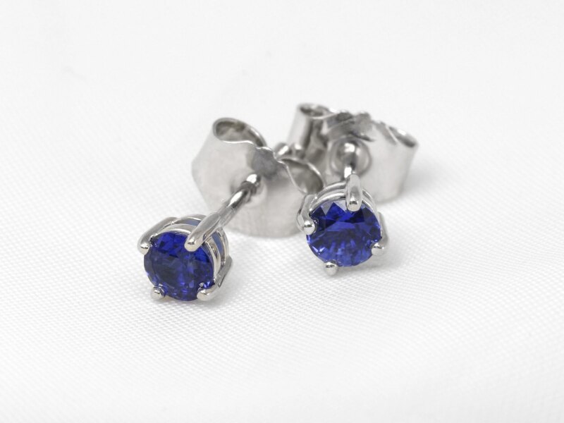 Sapphire Stud Earrings in 9ct White Gold 