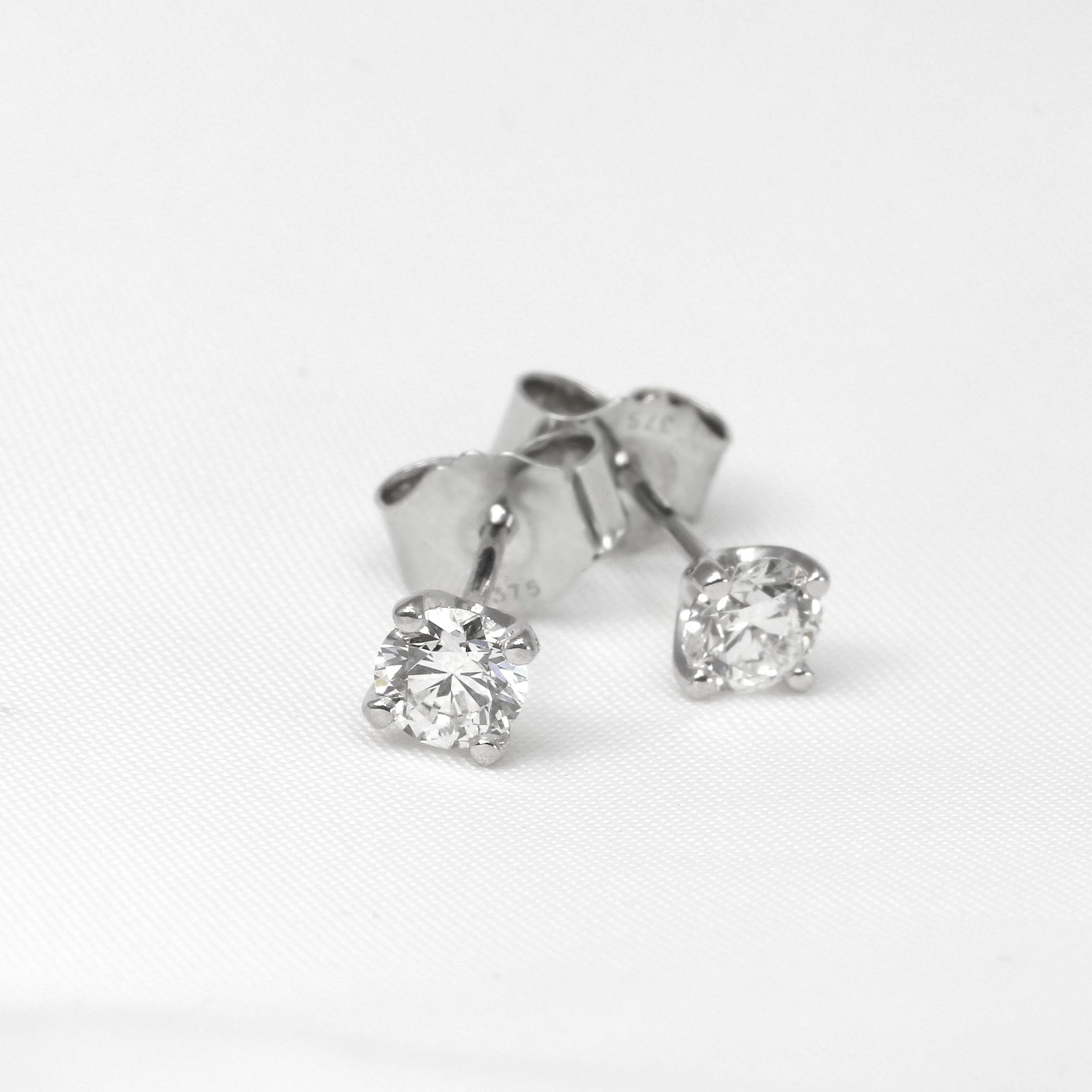 Diamond Solitaire Stud Earrings in 9ct White Gold