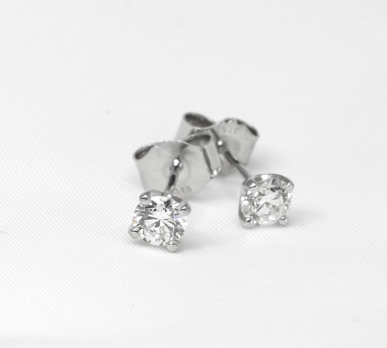 Diamond Solitaire Stud Earrings in 9ct White Gold