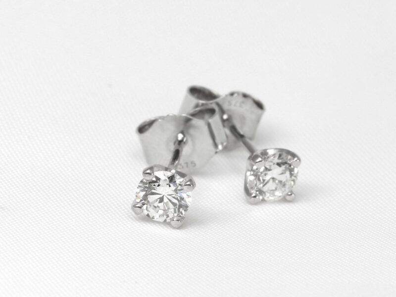 Diamond Solitaire Stud Earrings in 9ct White Gold