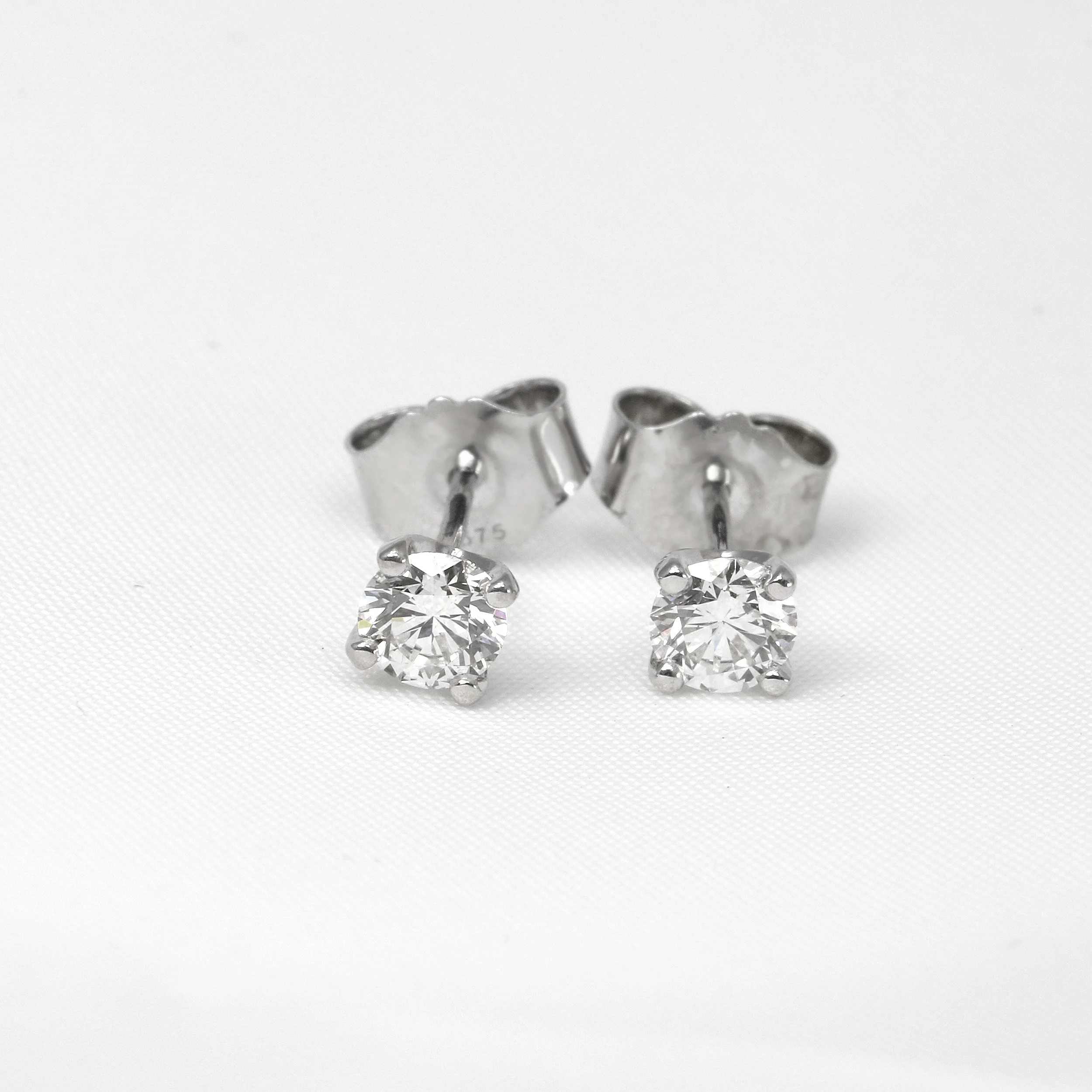Diamond Solitaire Stud Earrings in 9ct White Gold