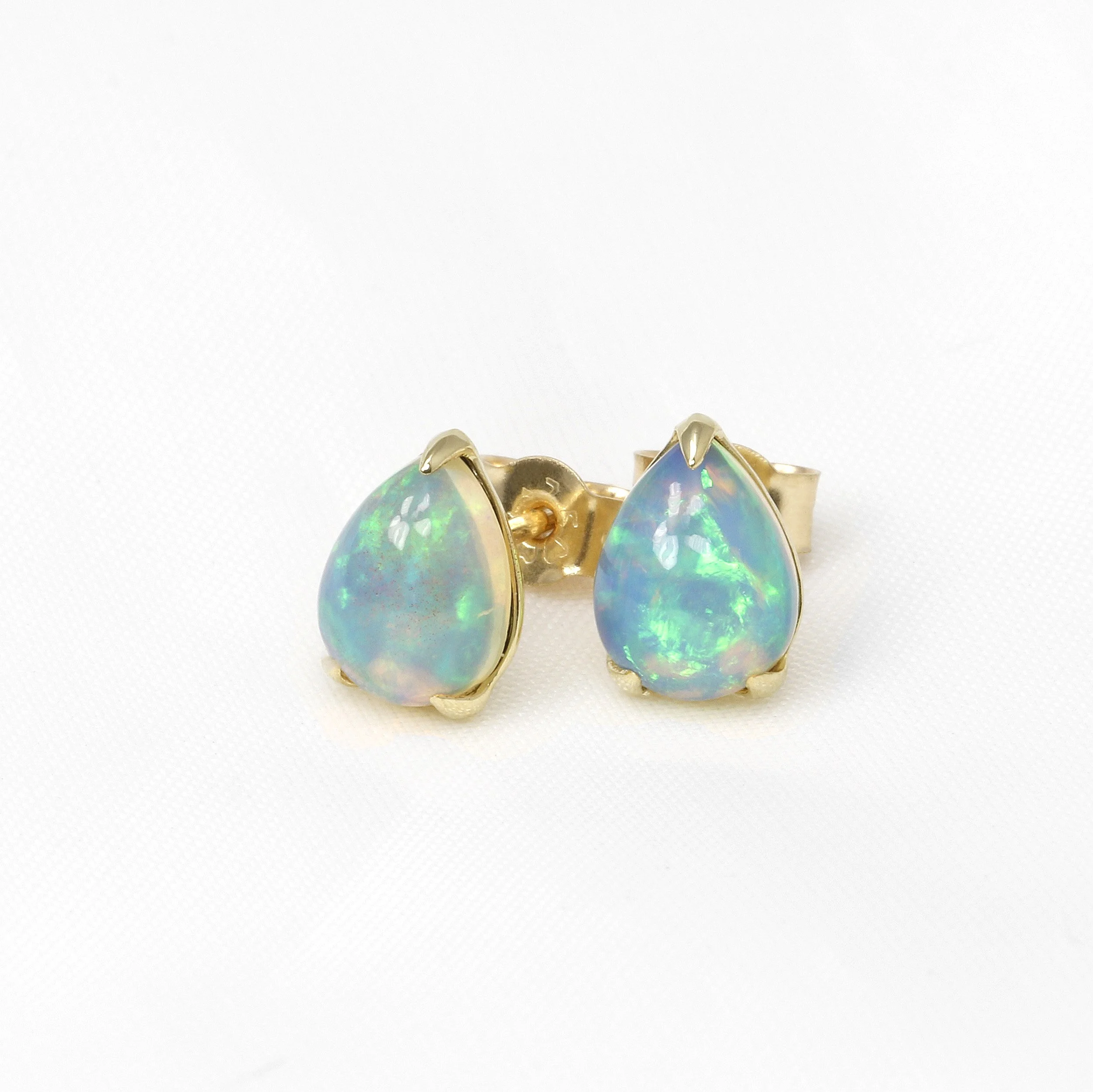 Pear Shape Opal Stud Earrings in 9ct Yellow Gold