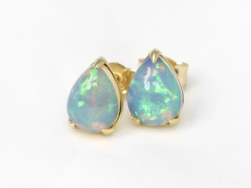 Pear Shape Opal Stud Earrings in 9ct Yellow Gold