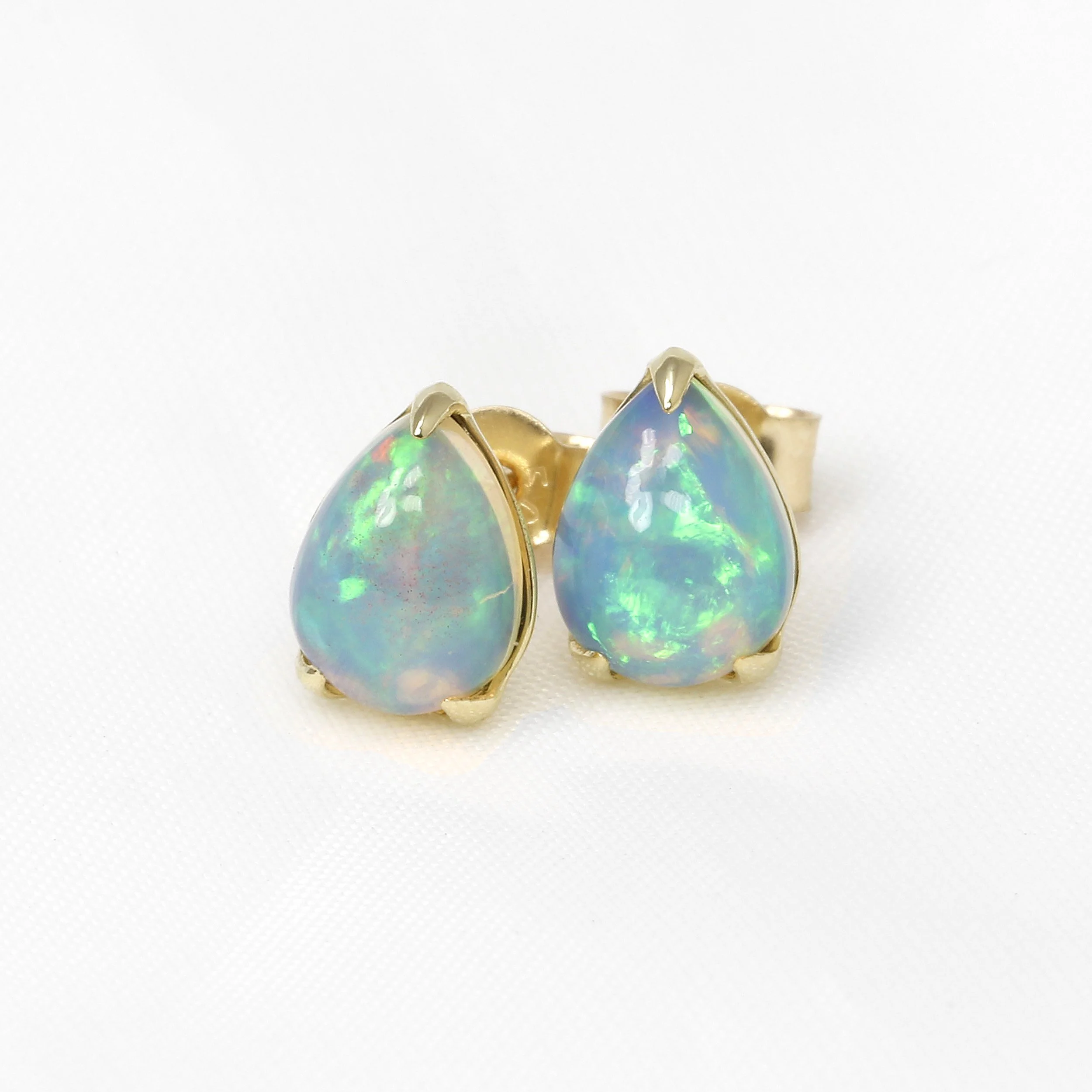 Pear Shape Opal Stud Earrings in 9ct Yellow Gold
