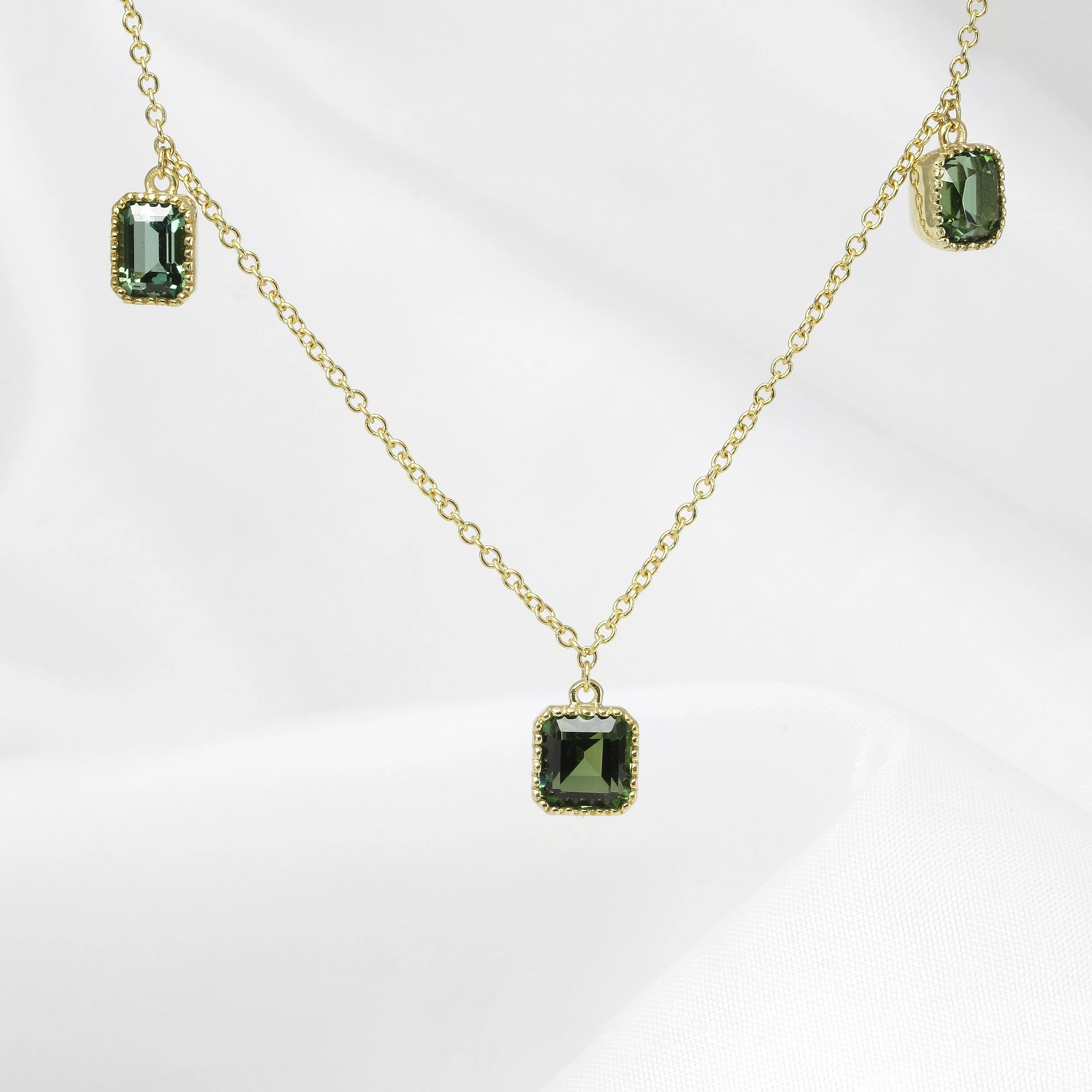 Tourmaline Drop Necklace in Yellow Gold