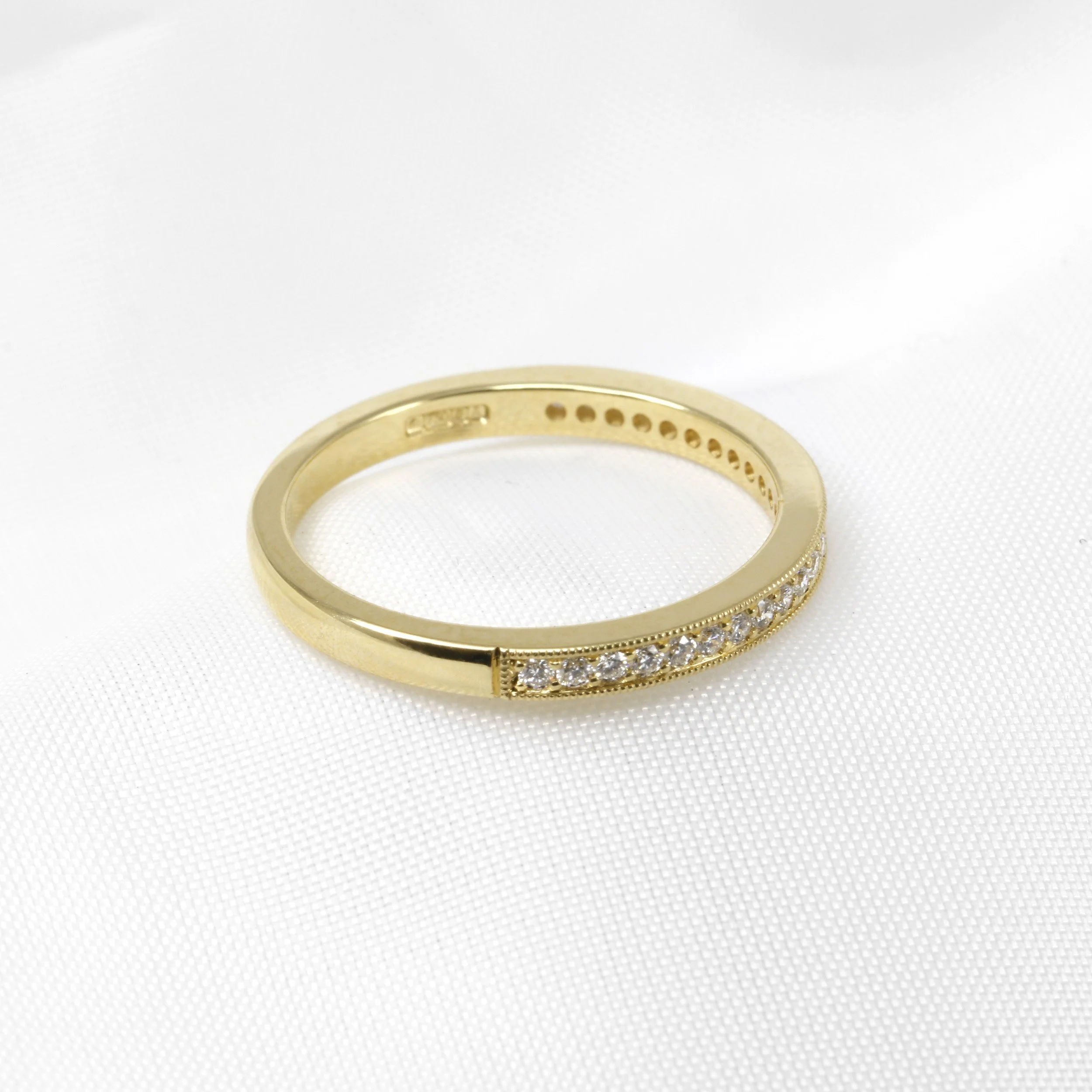 Grain Set Diamond Half Eternity Ring in 18ct Yellow Gold