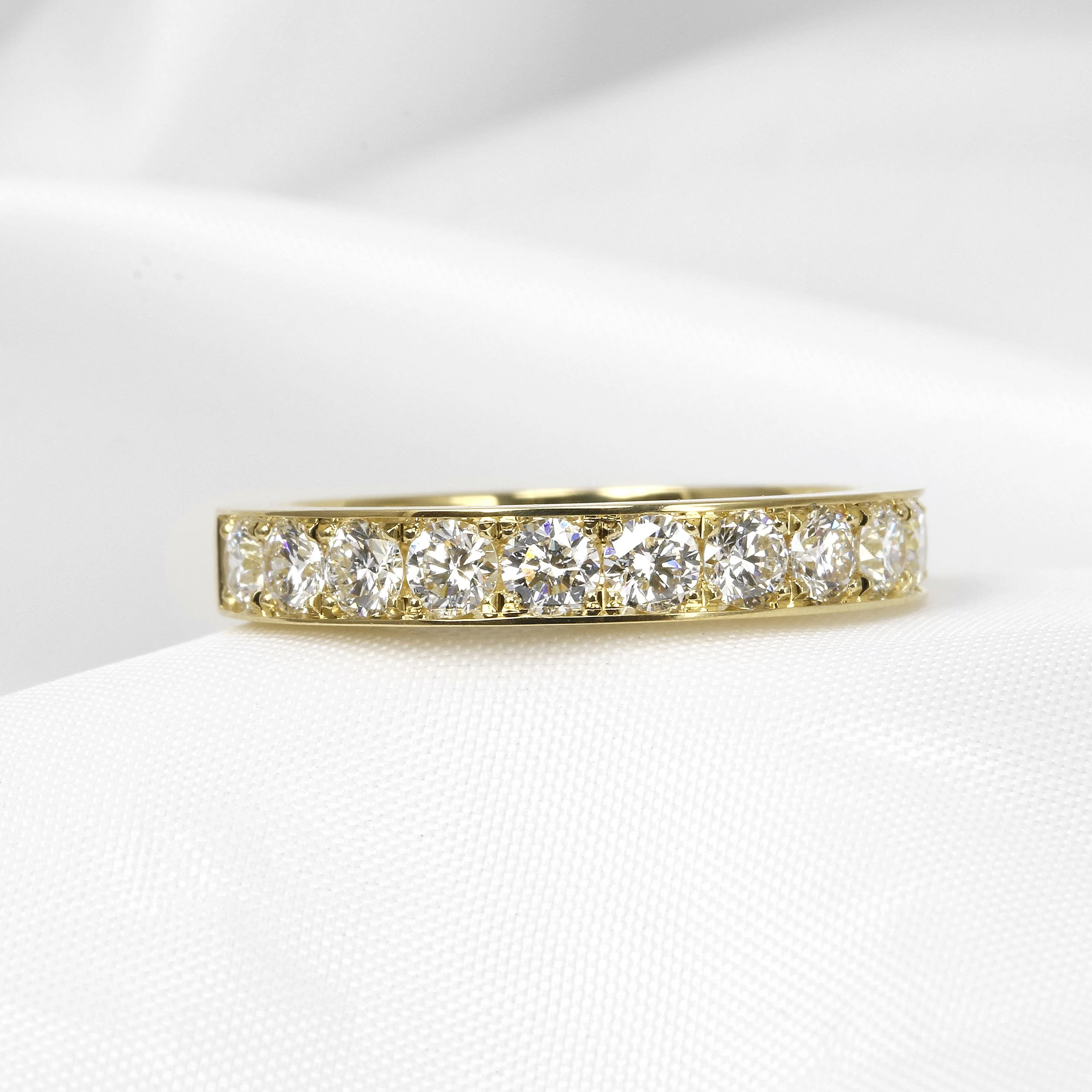 Diamond Grain Set Eternity Ring in 18ct Yellow Gold