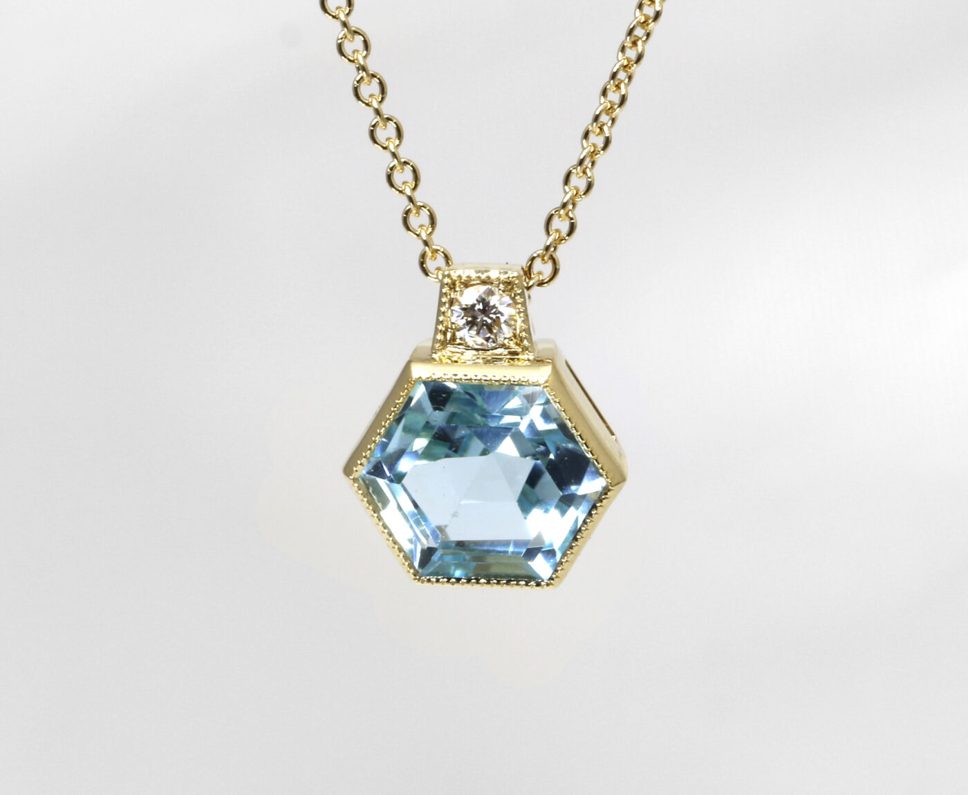 Hexagonal Topaz Pendant in 9ct Yellow Gold