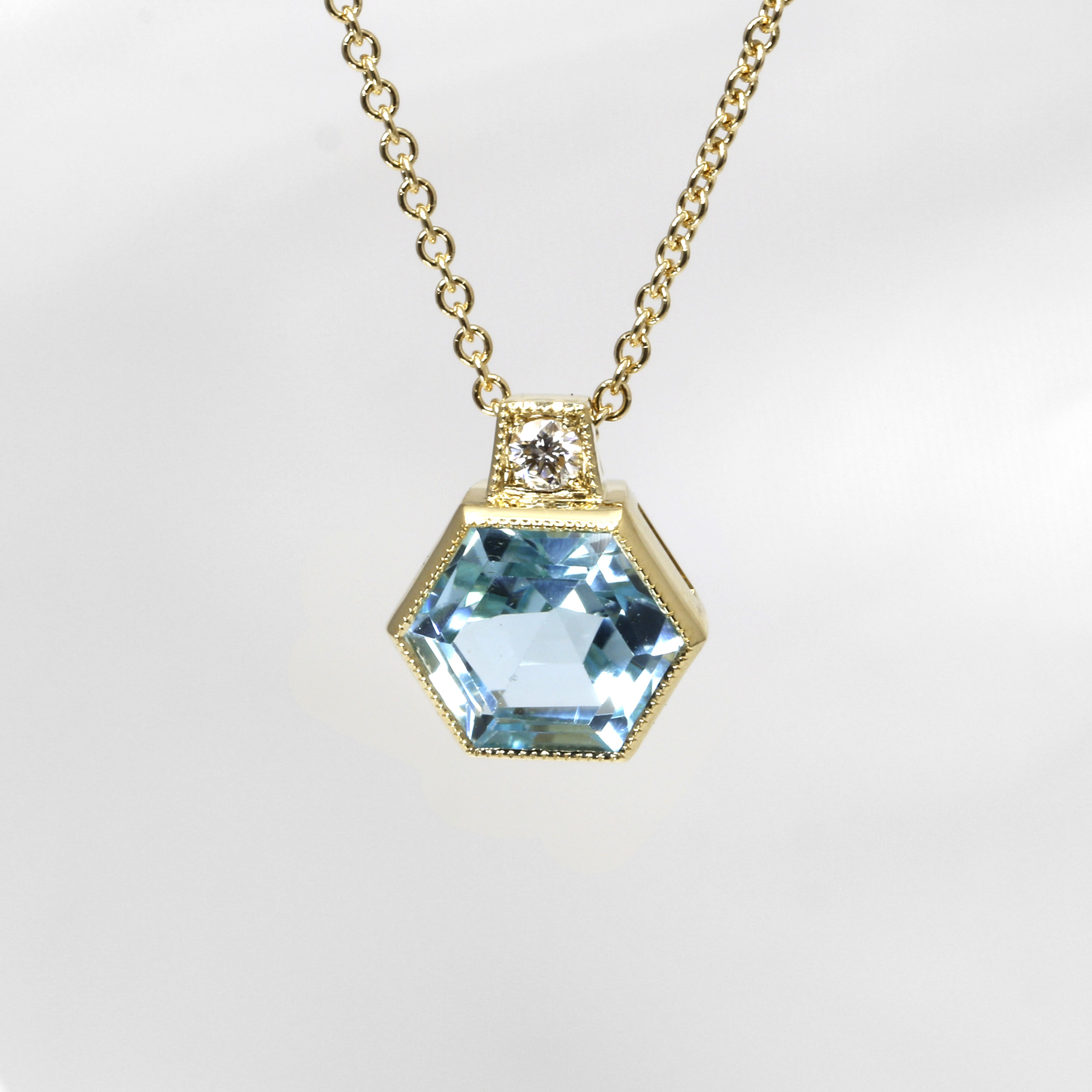 Hexagonal Topaz Pendant in 9ct Yellow Gold