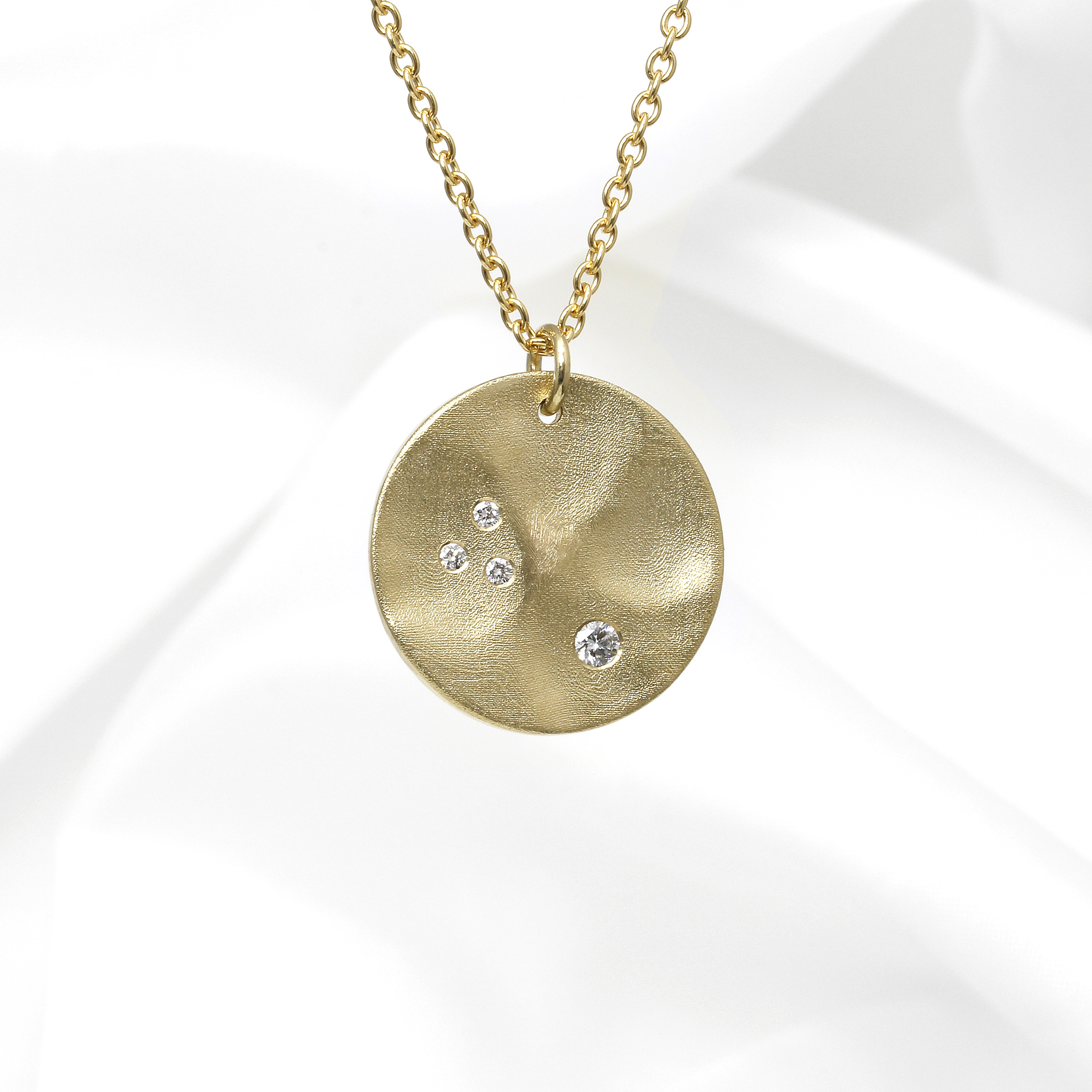 Large Molten Disc Pendant with Diamonds