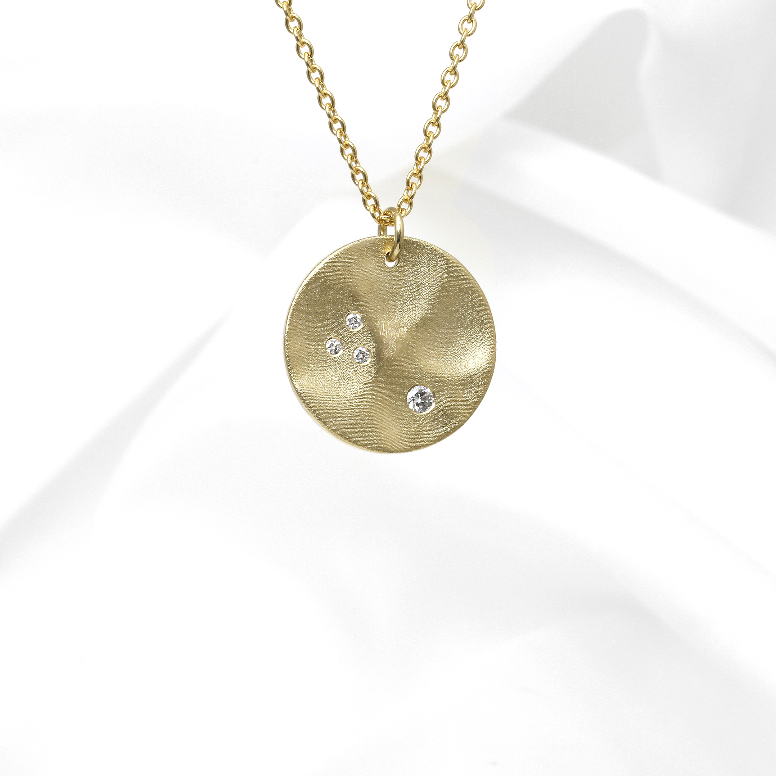 Large Molten Disc Pendant with Diamonds
