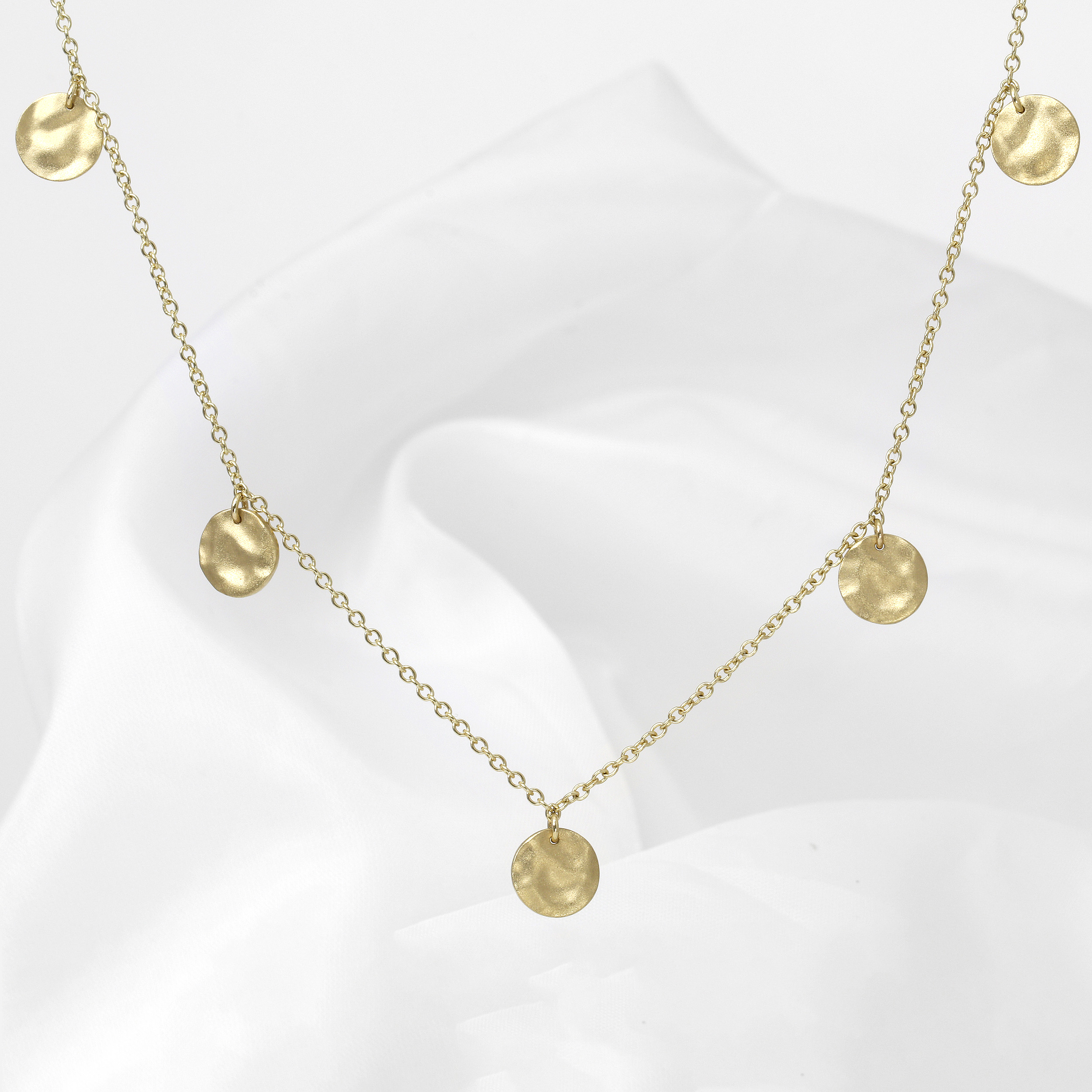 Molten Disc Multi-Drop Necklace in Yellow Gold