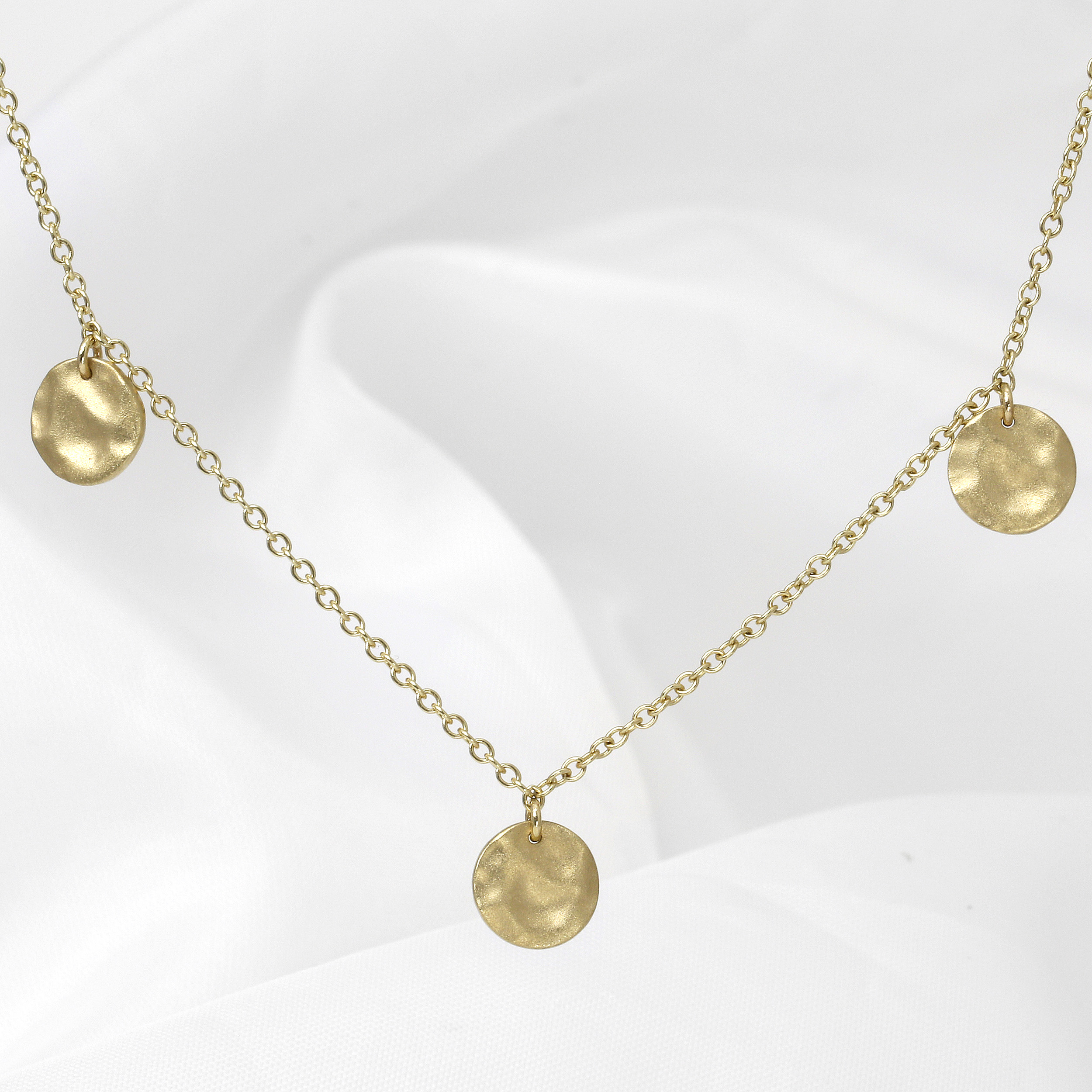 Molten Disc Multi-Drop Necklace in Yellow Gold