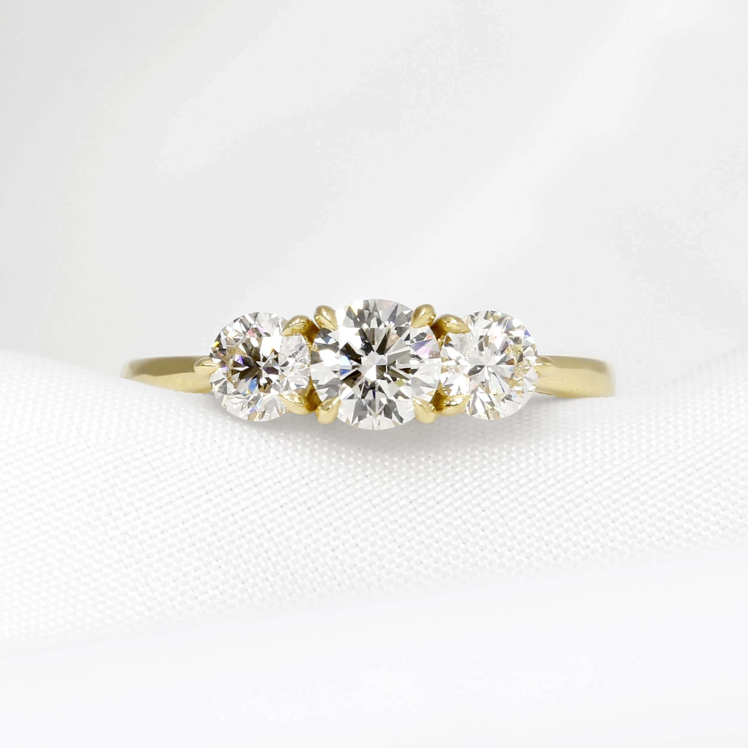 Diamond Three Stone Ring in Yellow Gold