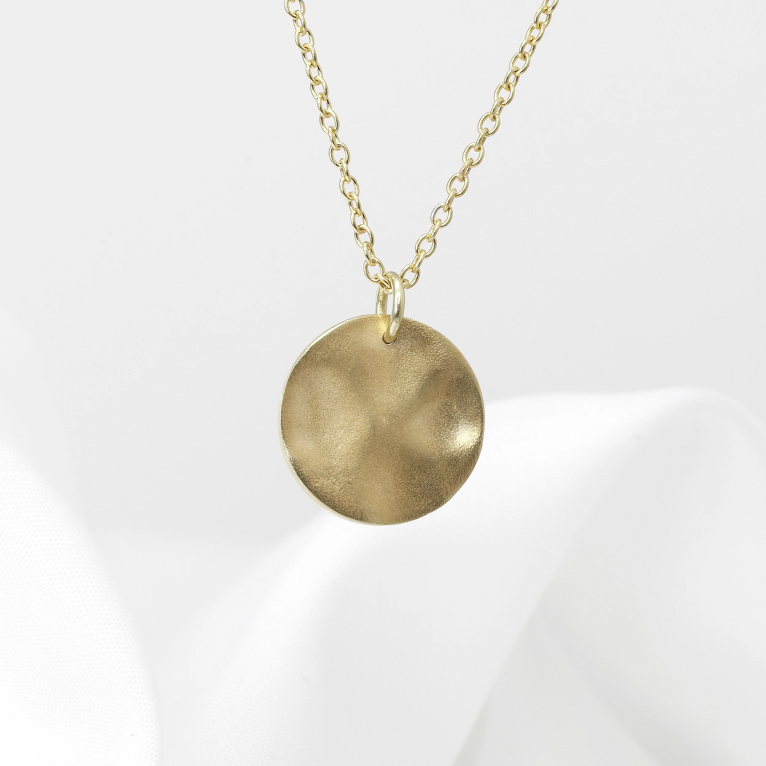 Large Molten Disc Pendant in 9ct Yellow Gold