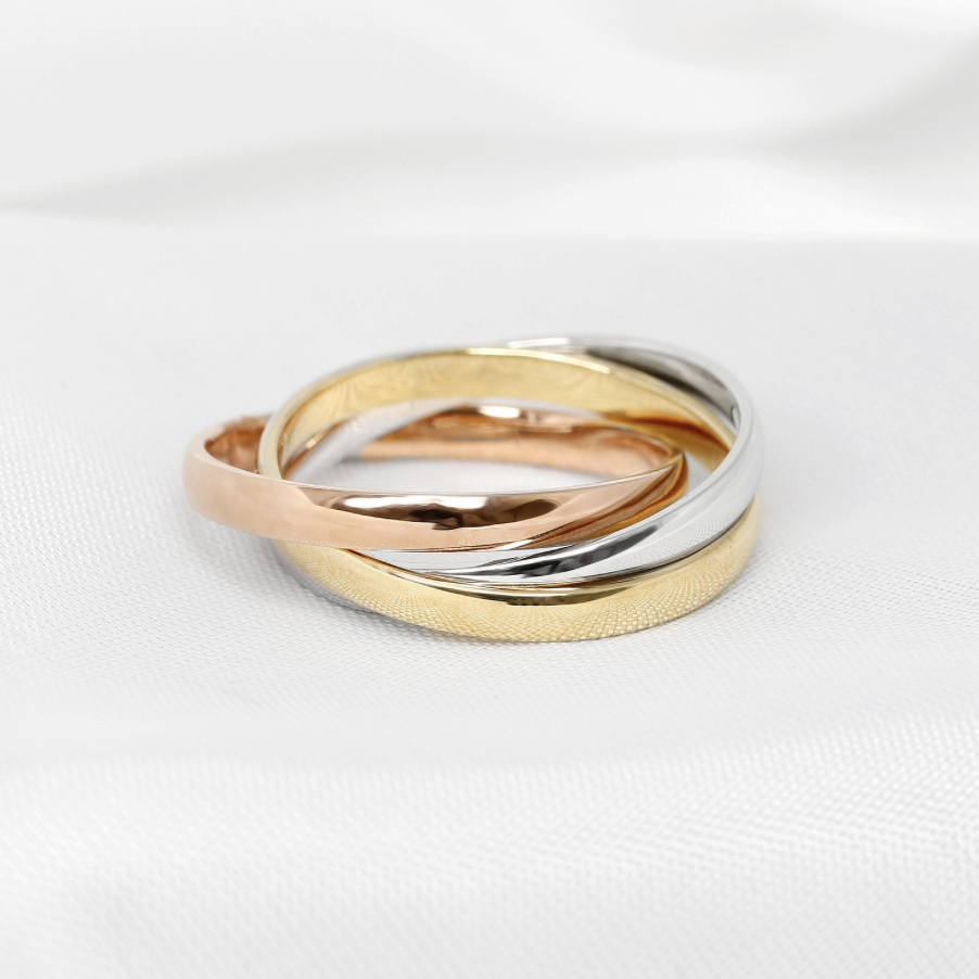 Russian Wedding Band in Three Colour 9k Gold