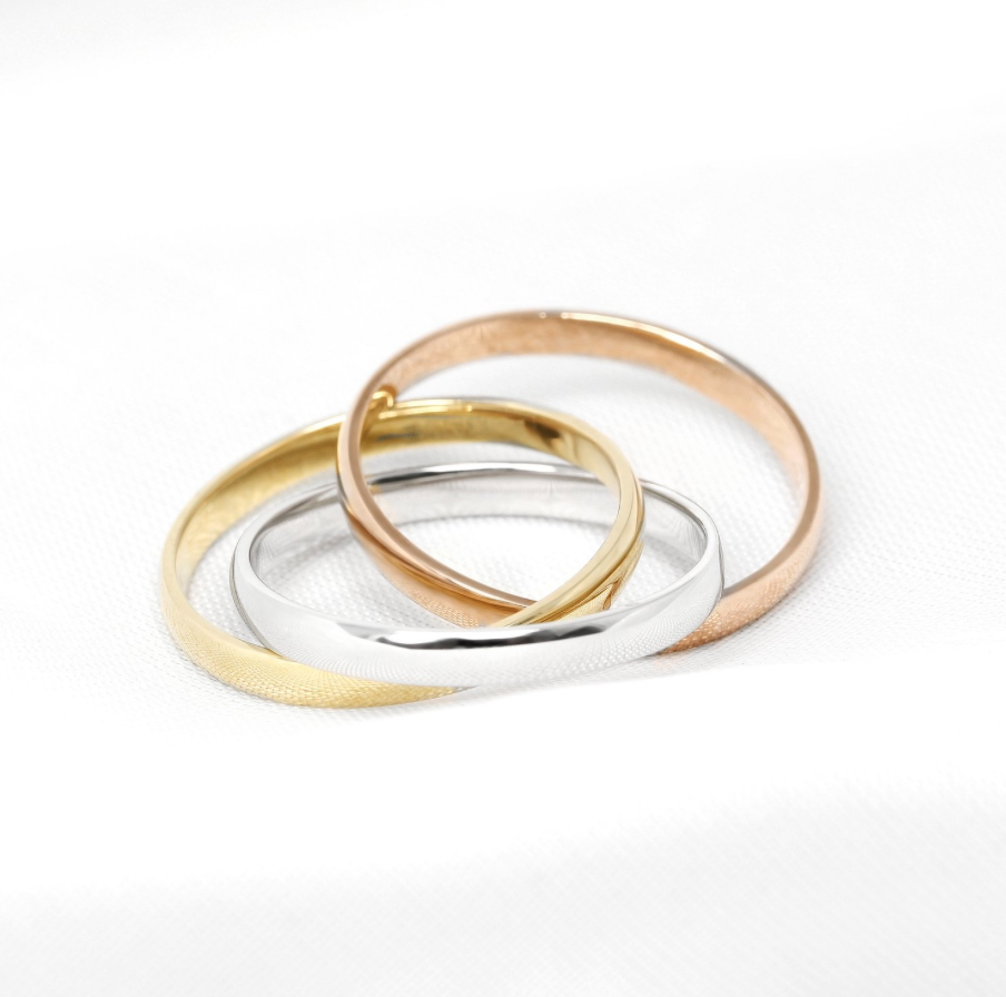 Russian Wedding Band in Three Colour 9k Gold