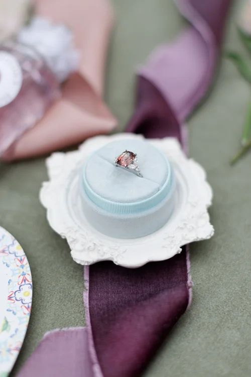 engagement ring flatlay