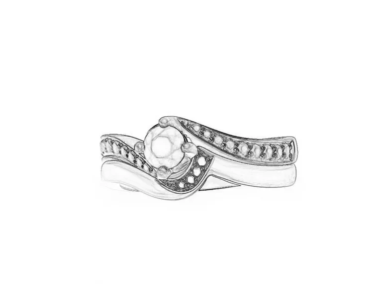 Asymmetrical wedding ring style