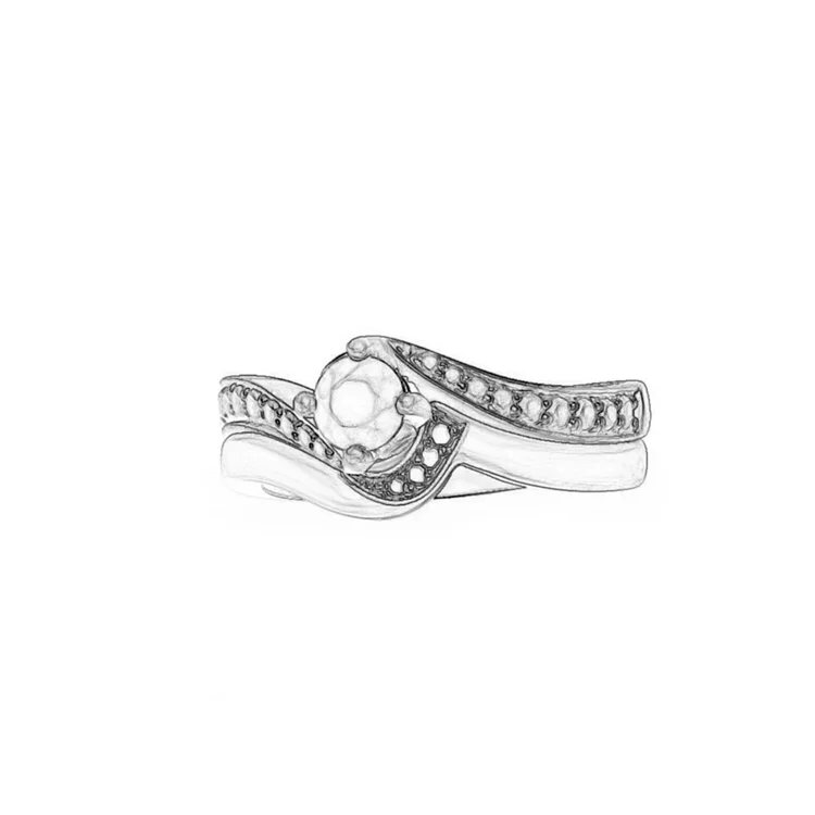 Asymmetrical wedding ring style