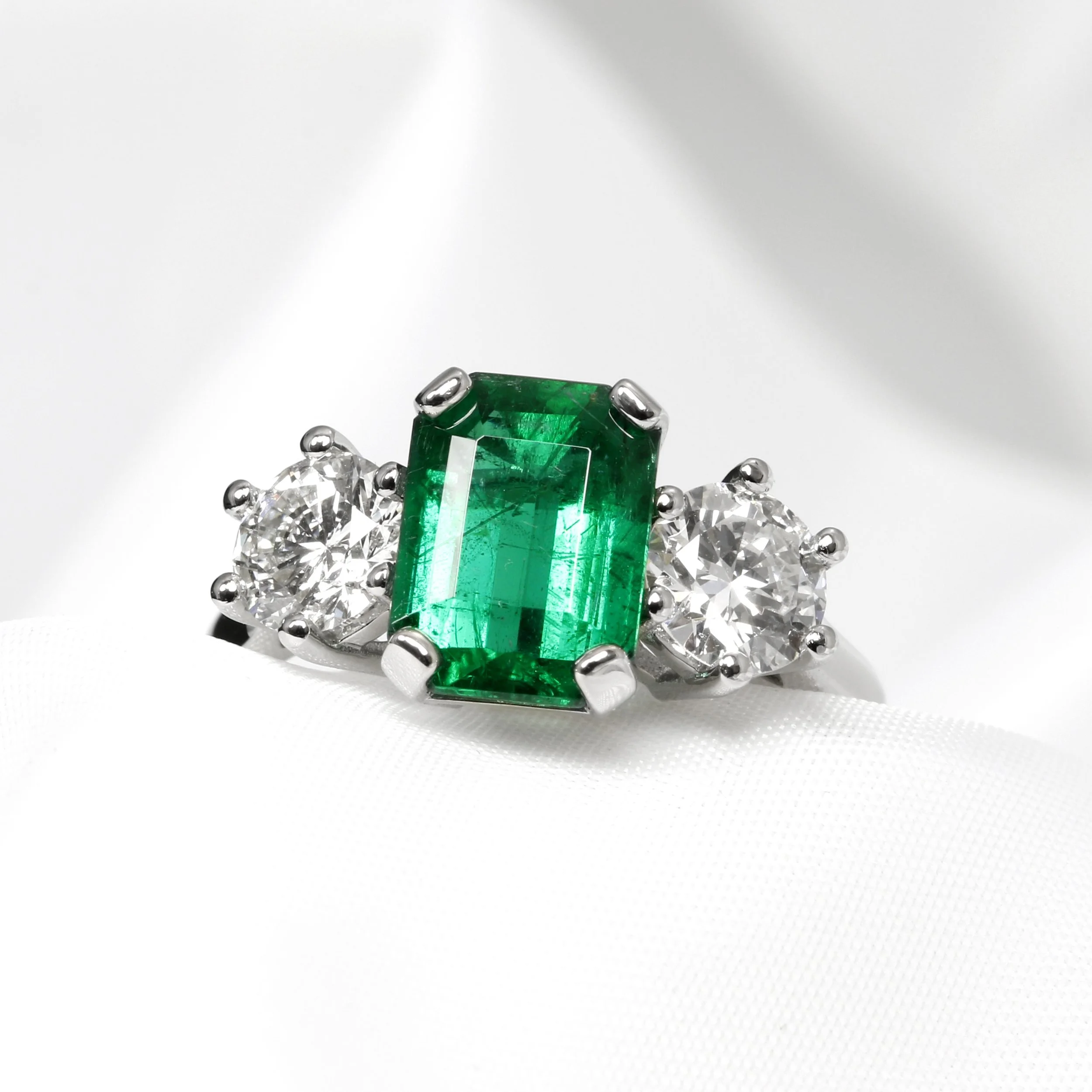 emerald and diamond engagement ring