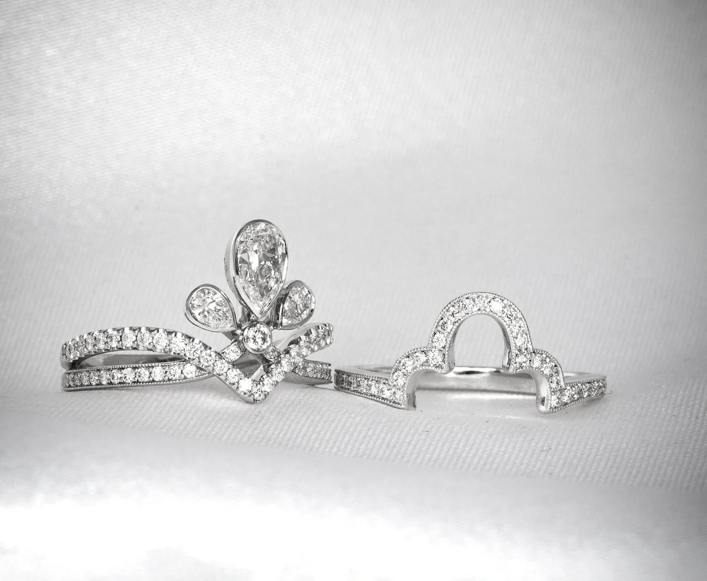 shaped to fit wedding and engagement ring