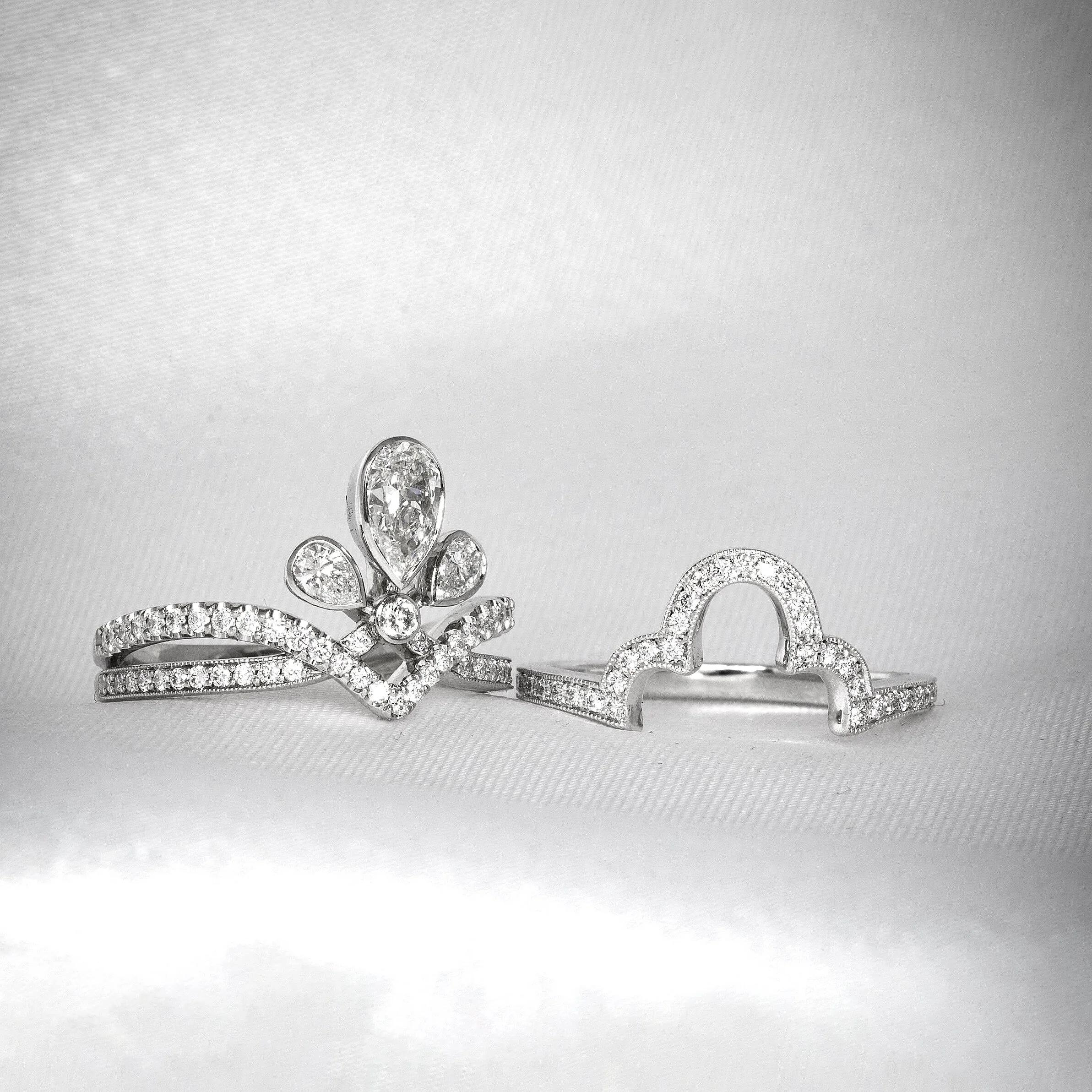 shaped to fit wedding and engagement ring