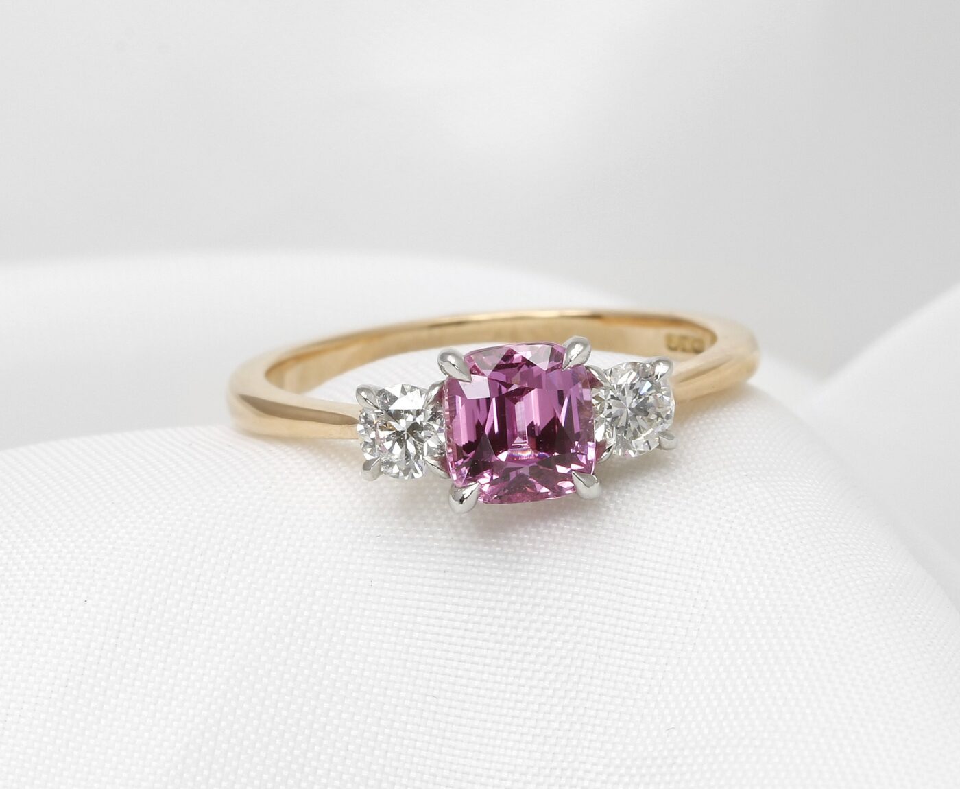 Pink Sapphire and Diamond Ring in 18ct Rose Gold and Platinum 