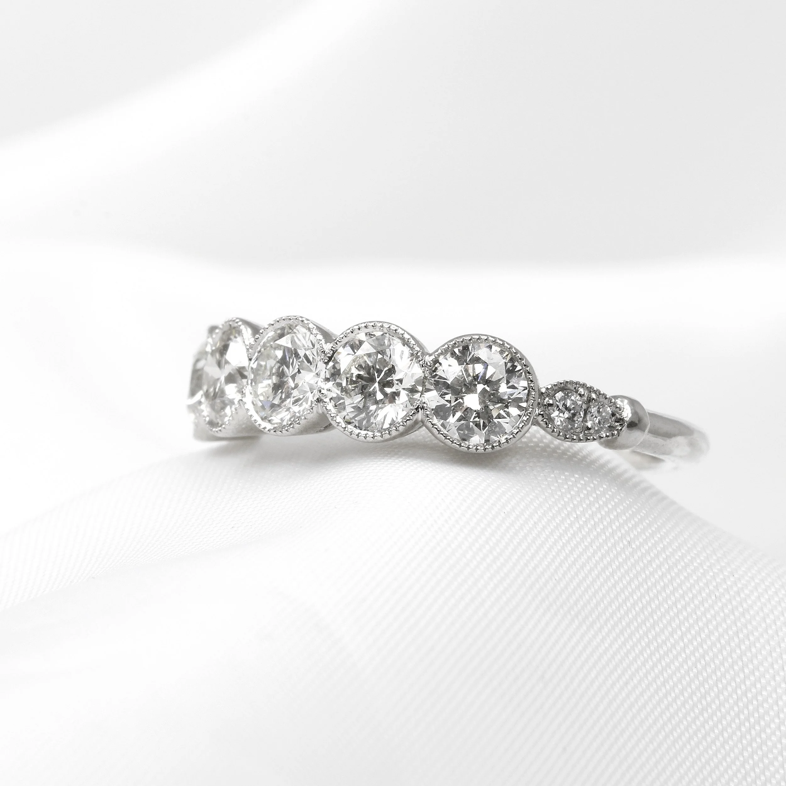Rub Over Set Diamond Five Stone Ring in Platinum