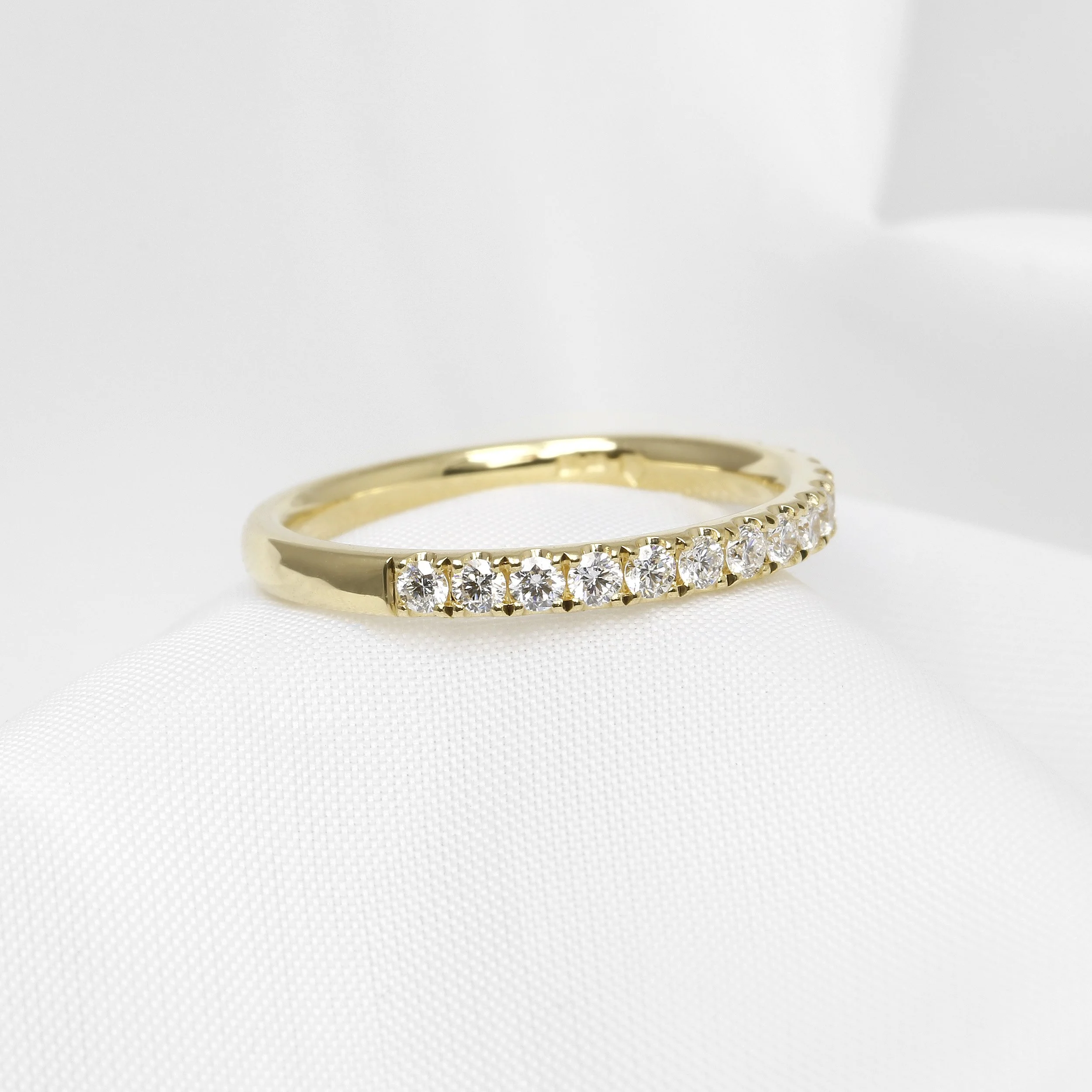 Cutaway Claw Set Diamond Eternity Ring in 18ct Yellow Gold