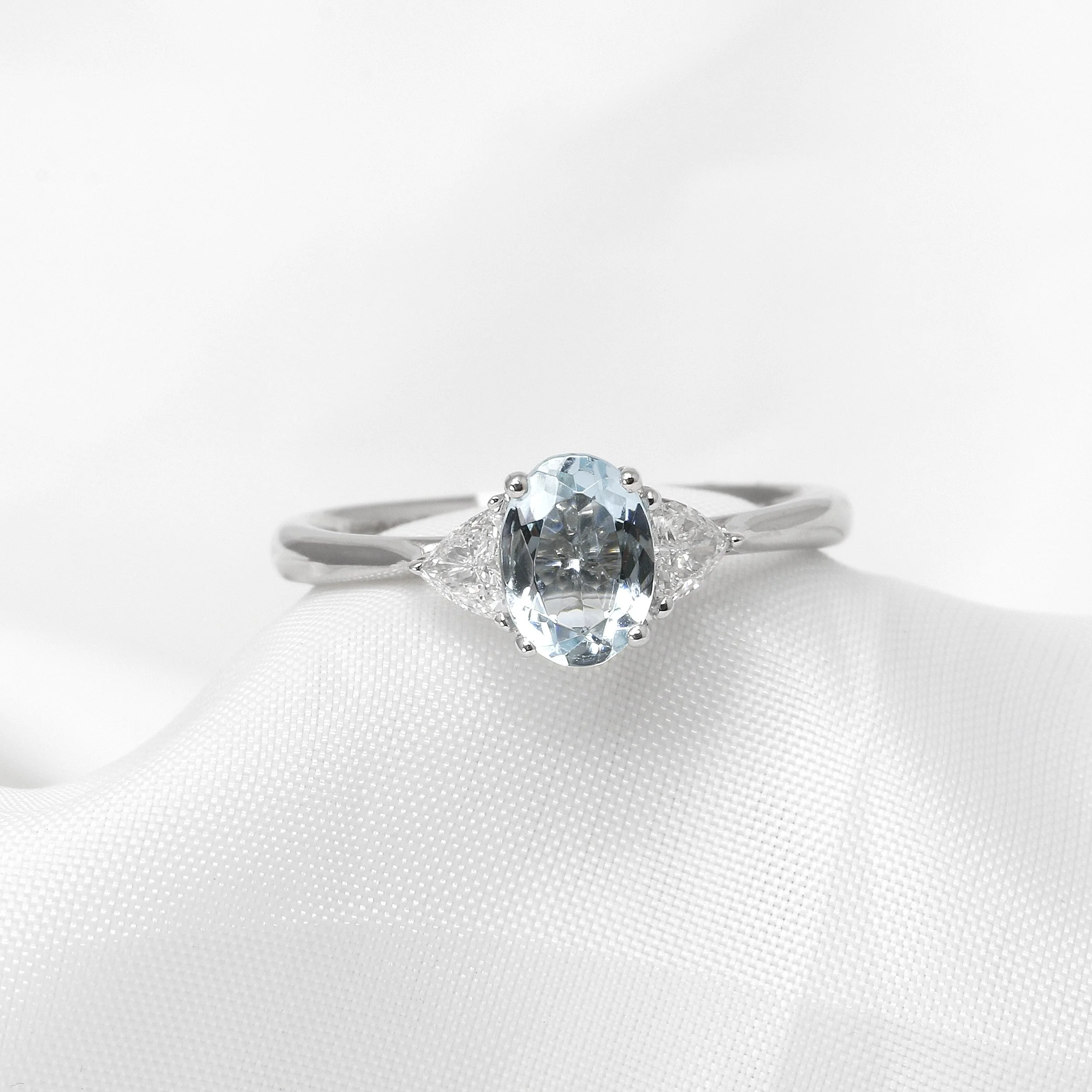 Aquamarine and Diamond Ring in Platinum