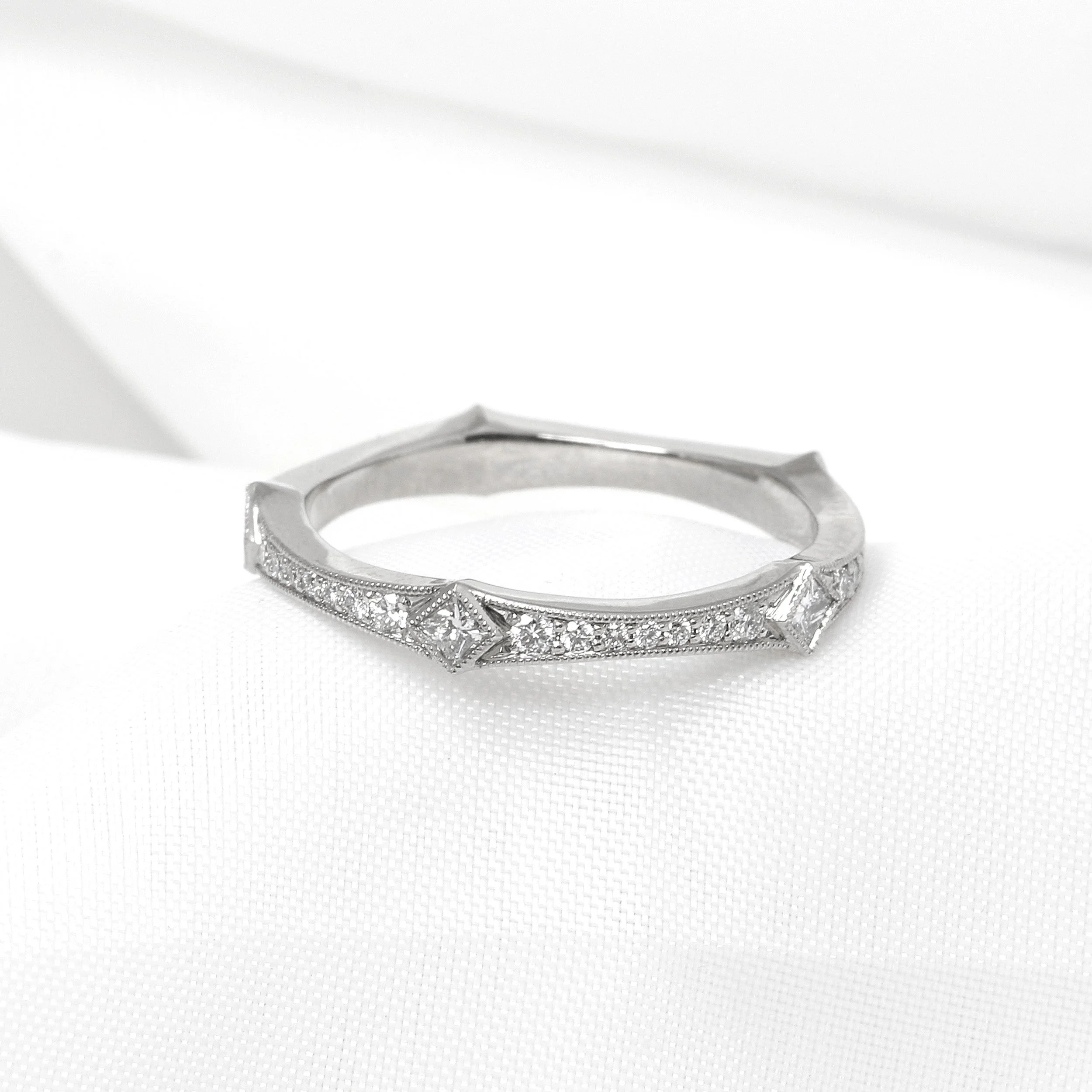 Scallop Edge Full Eternity Ring in Platinum