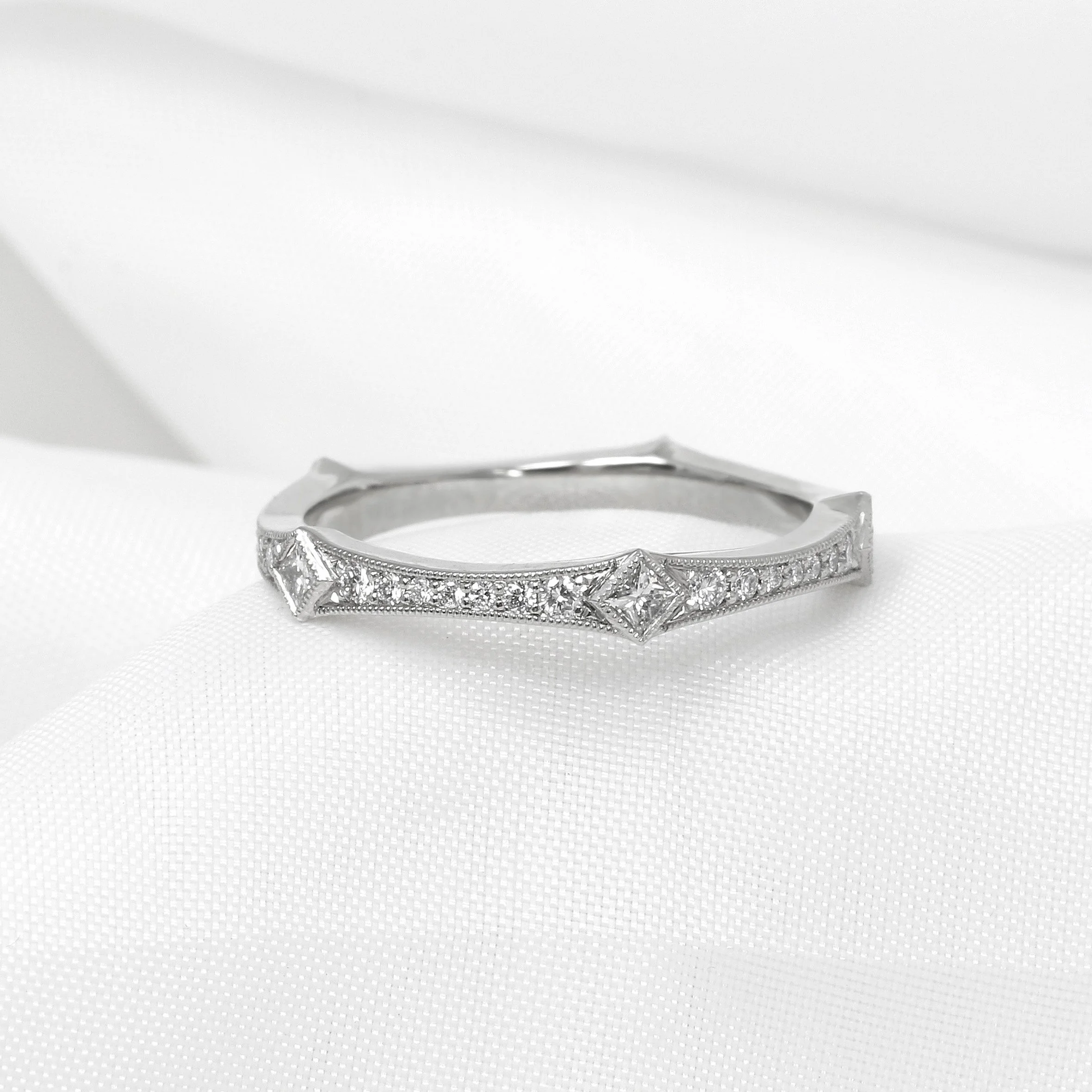 Scallop Edge Full Eternity Ring in Platinum