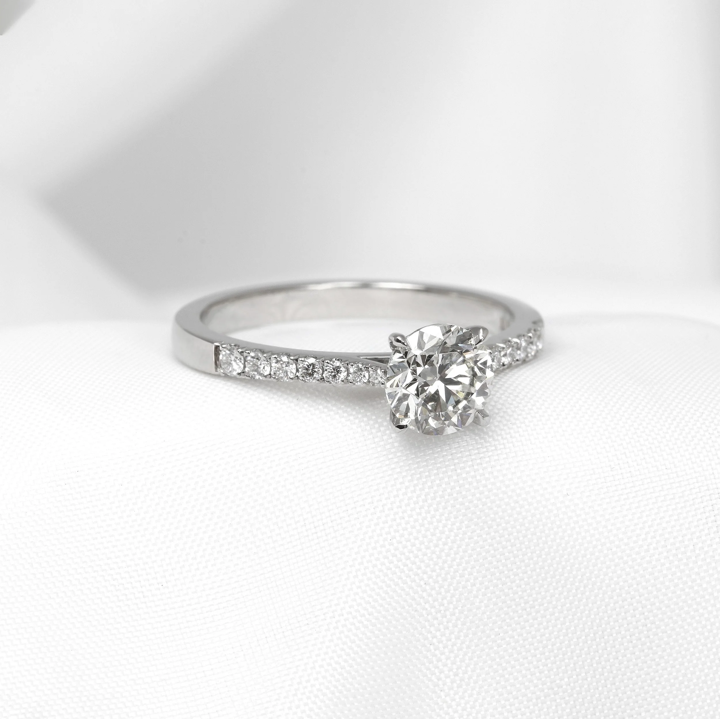 Solitaire Diamond Ring with Stone Set Shoulders in Platinum